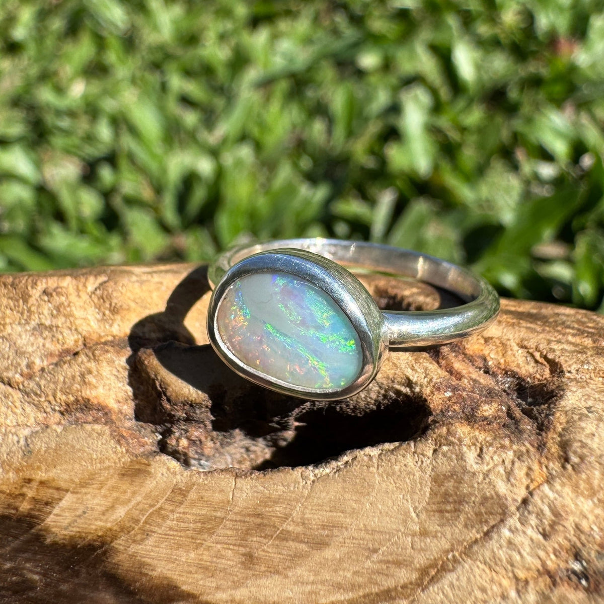 0.9ct Lightning Ridge Opal Ring ~ 'Lake Eacham Jewel' | 925 Sterling Silver | Solid Australian Opal