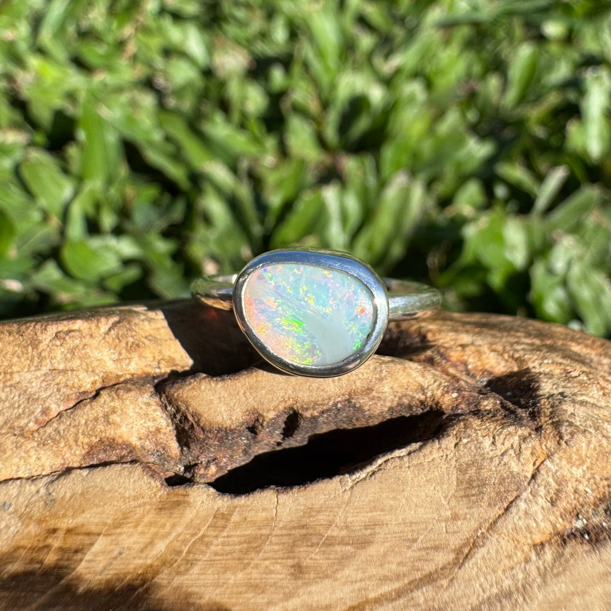 0.9ct Lightning Ridge Opal Ring ~ 'Lake Eacham Jewel' | 925 Sterling Silver | Solid Australian Opal