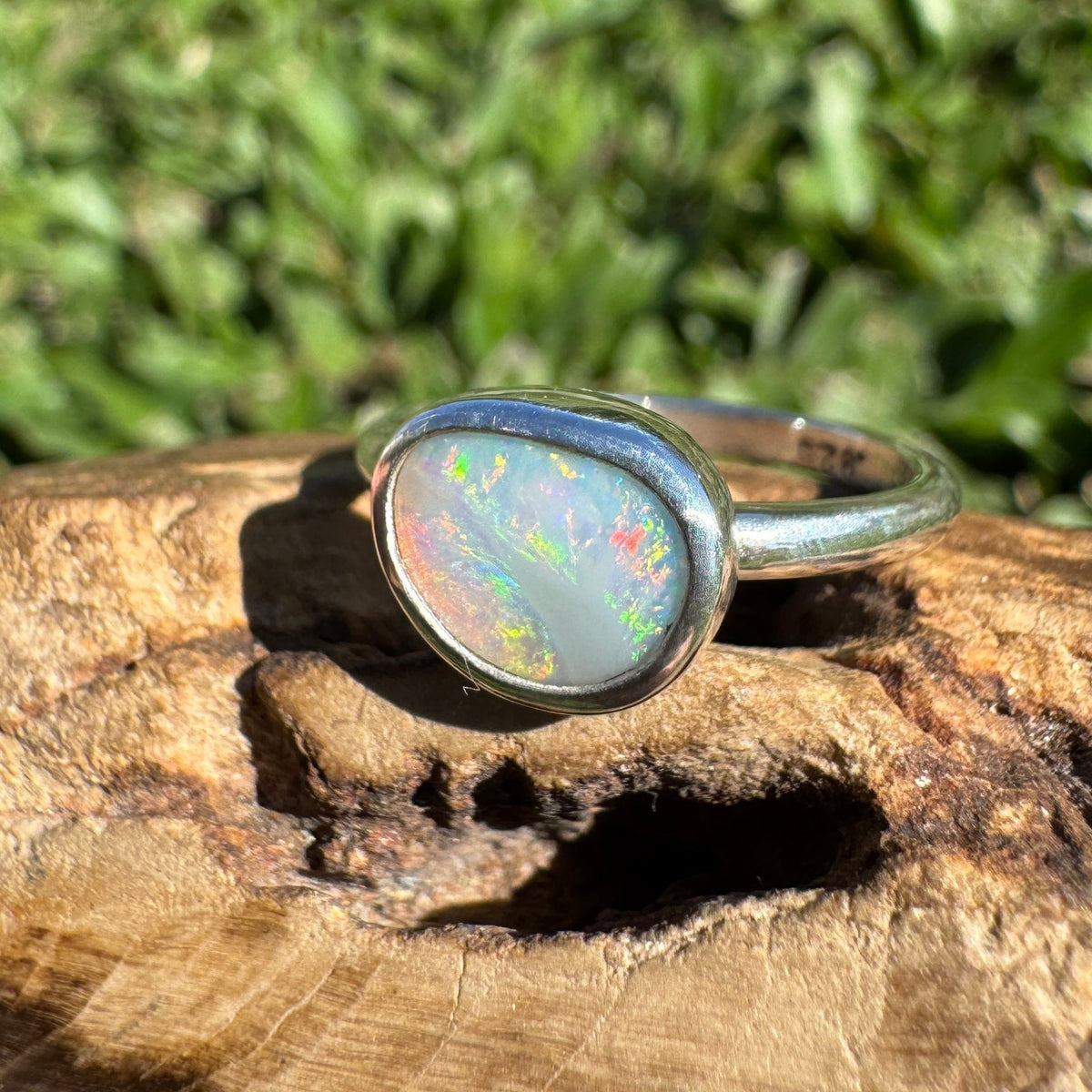 0.9ct Lightning Ridge Opal Ring ~ 'Lake Eacham Jewel' | 925 Sterling Silver | Solid Australian Opal