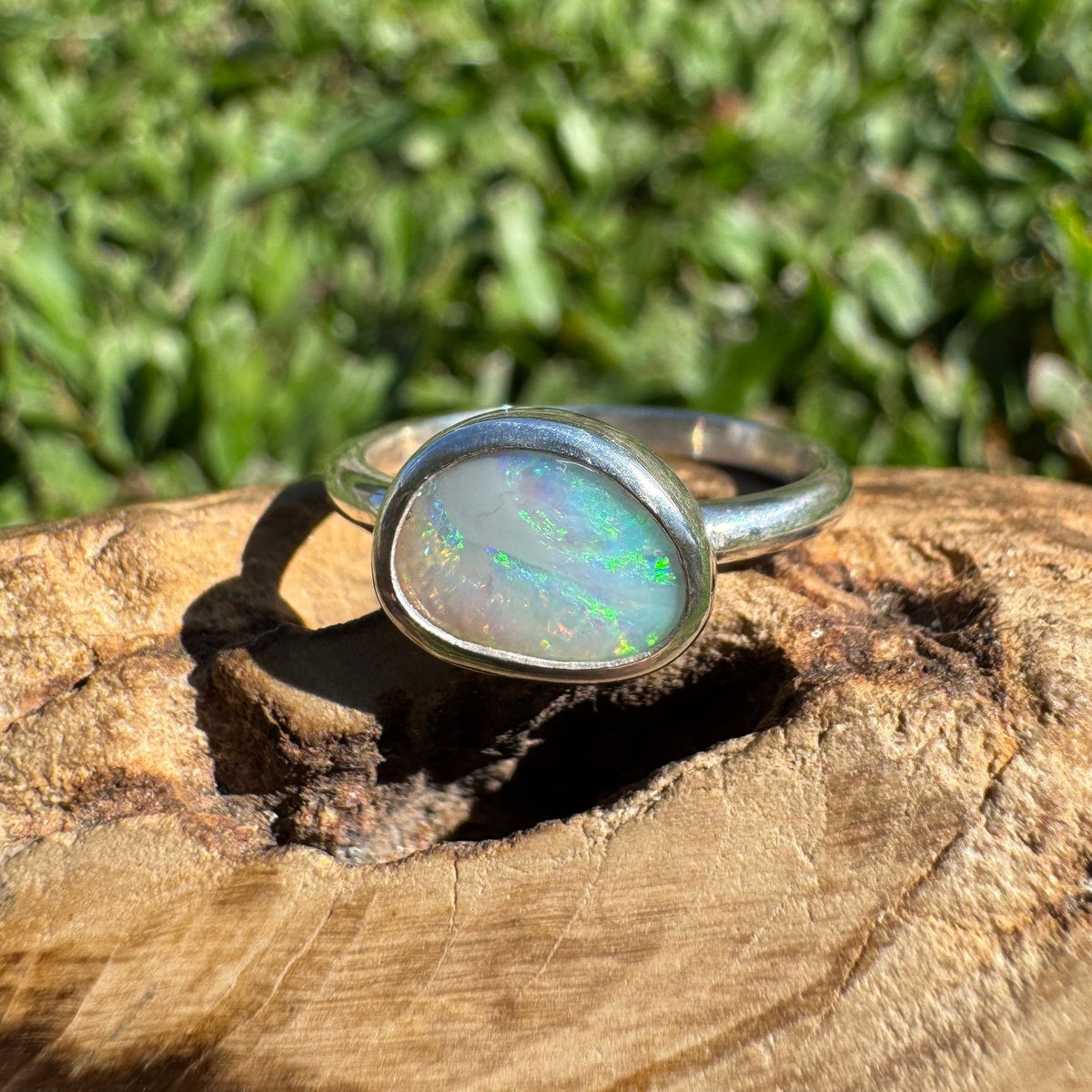 0.9ct Lightning Ridge Opal Ring ~ 'Lake Eacham Jewel' | 925 Sterling Silver | Solid Australian Opal