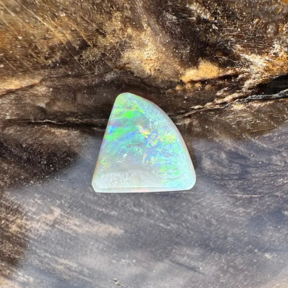 Iridescent Triangular Opal from Lightning Ridge in 1.0 Carat Hand-Cut Solid Semi Black Opal