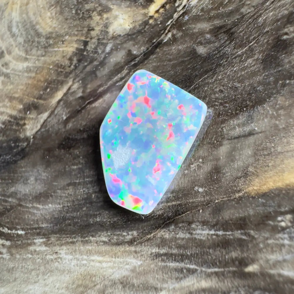 Iridescent blue opal gemstone.