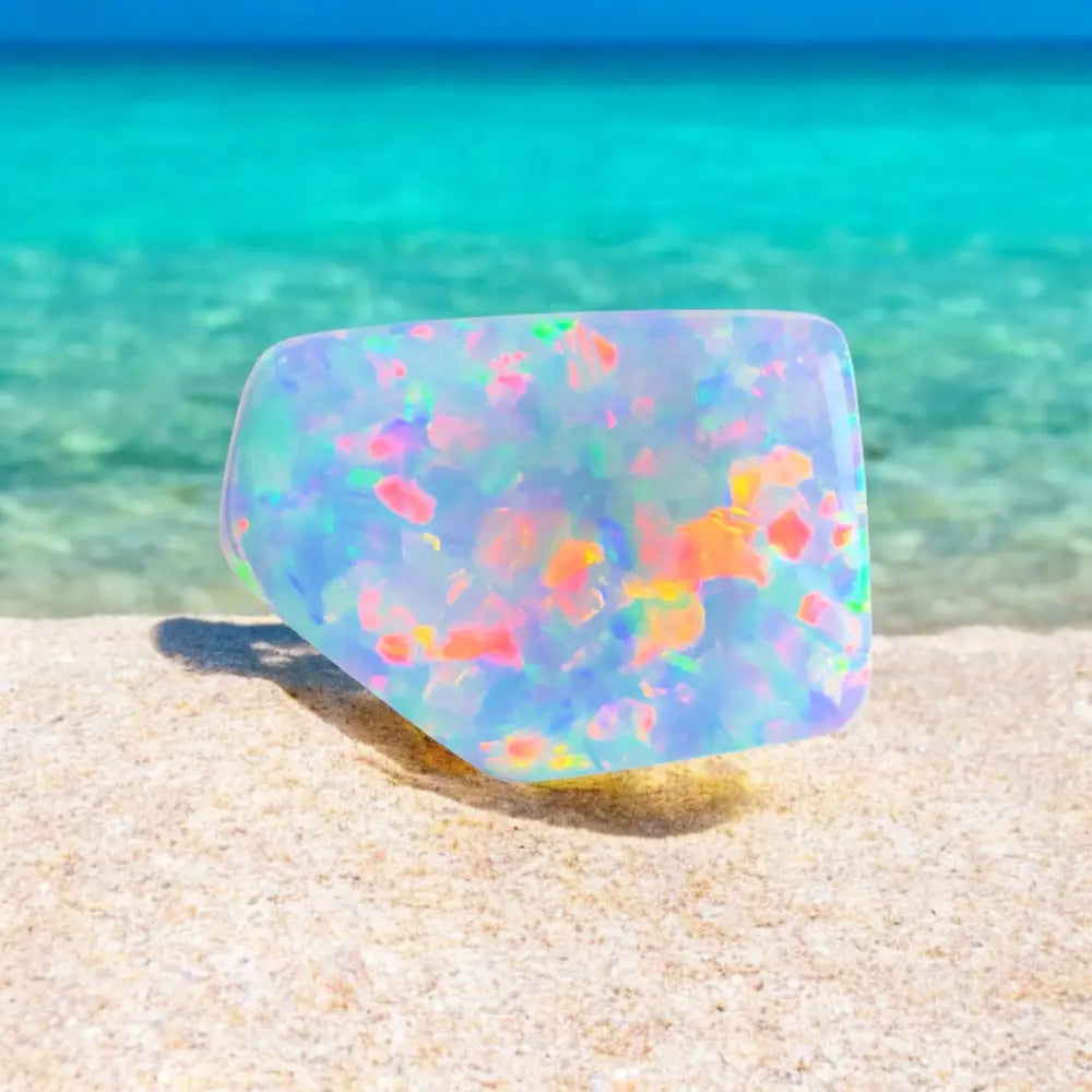 Iridescent opal gemstone.