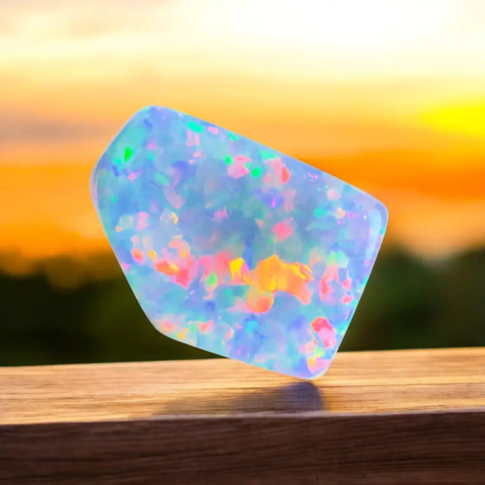 Iridescent opal gemstone.