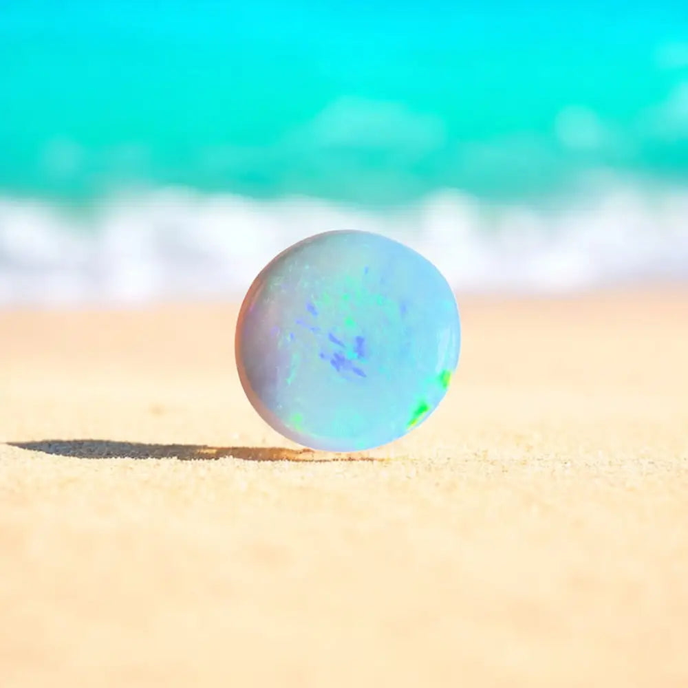 Iridescent blue sphere.