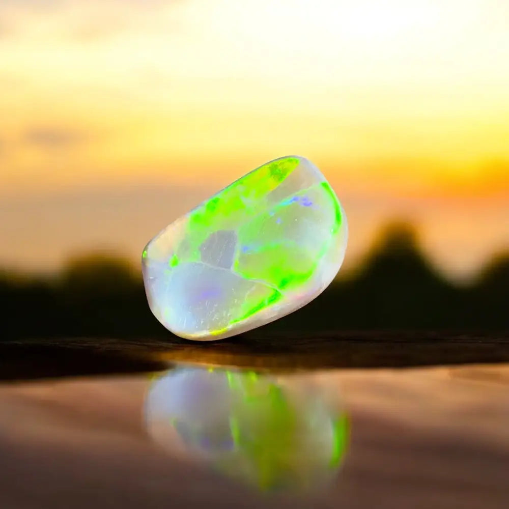 Iridescent opal gemstone.