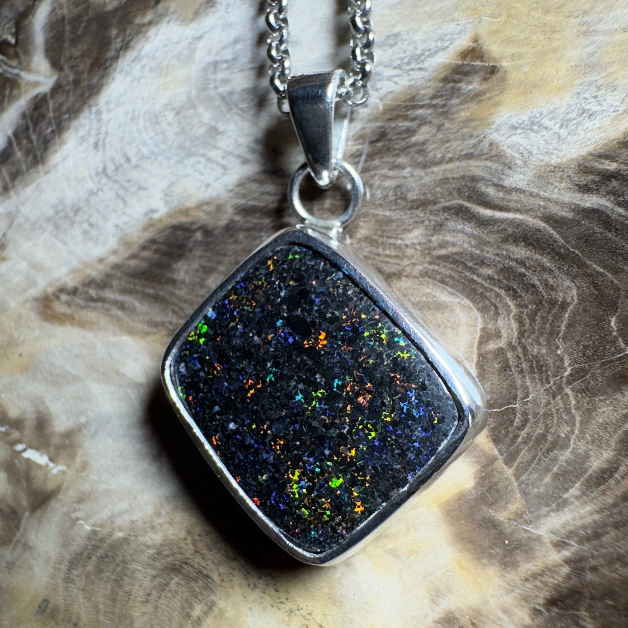 10.2ct Andamooka Matrix Opal Pendant Necklace ~ 'Eyre Peninsula Glow' | 925 Sterling Silver | Solid Australian Opal