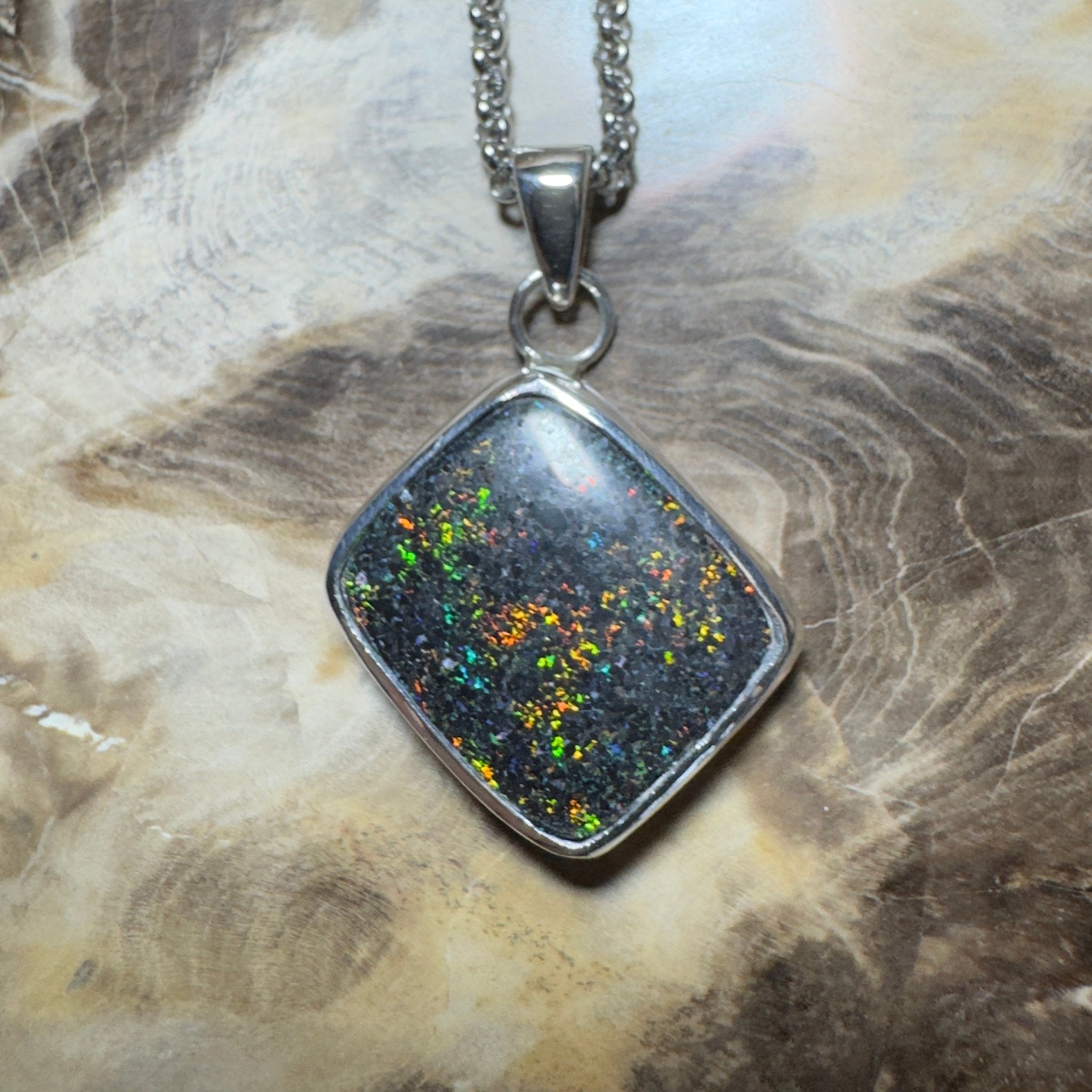 10.2ct Andamooka Matrix Opal Pendant Necklace ~ 'Eyre Peninsula Glow' | 925 Sterling Silver | Solid Australian Opal