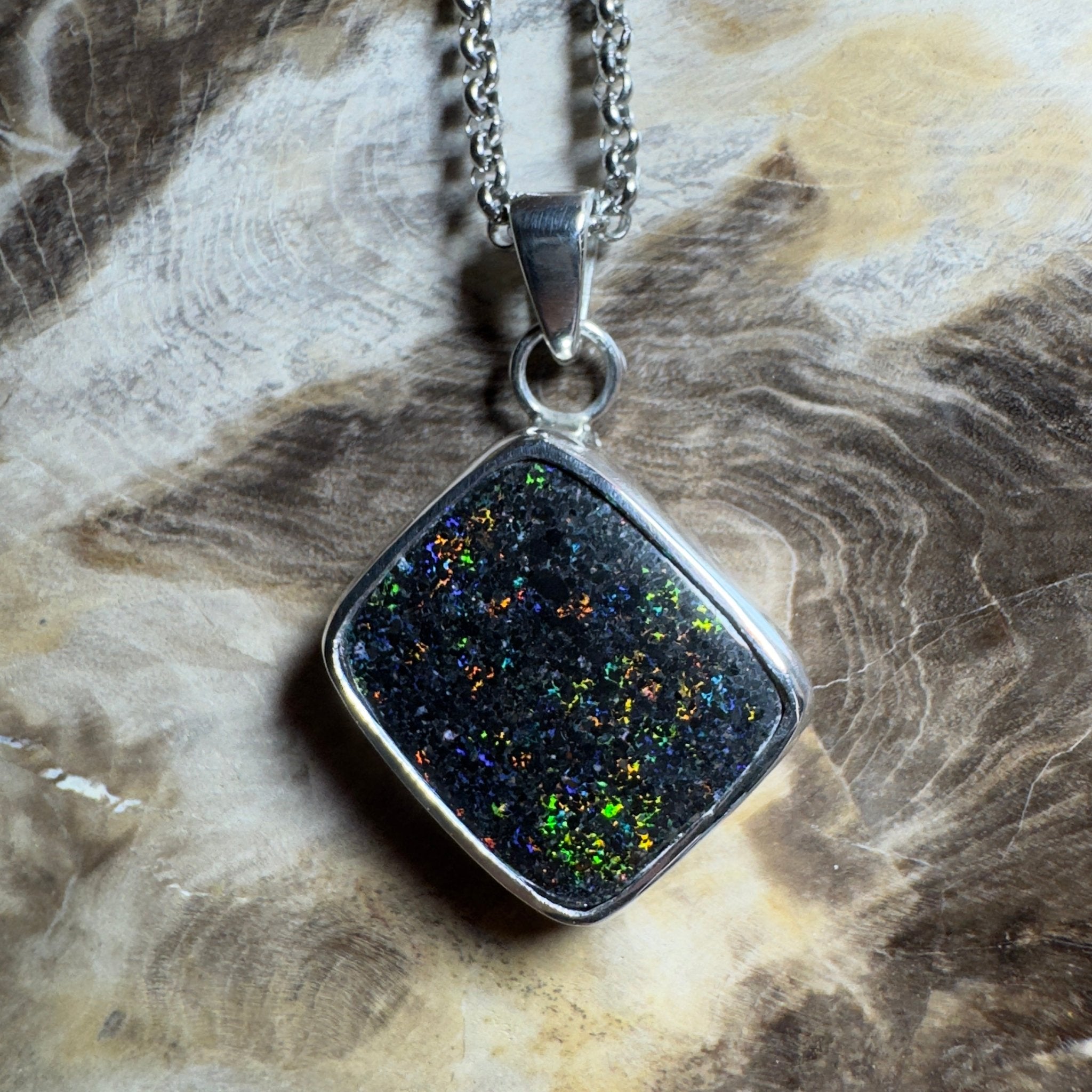 10.2ct Andamooka Matrix Opal Pendant Necklace ~ 'Eyre Peninsula Glow' | 925 Sterling Silver | Solid Australian Opal