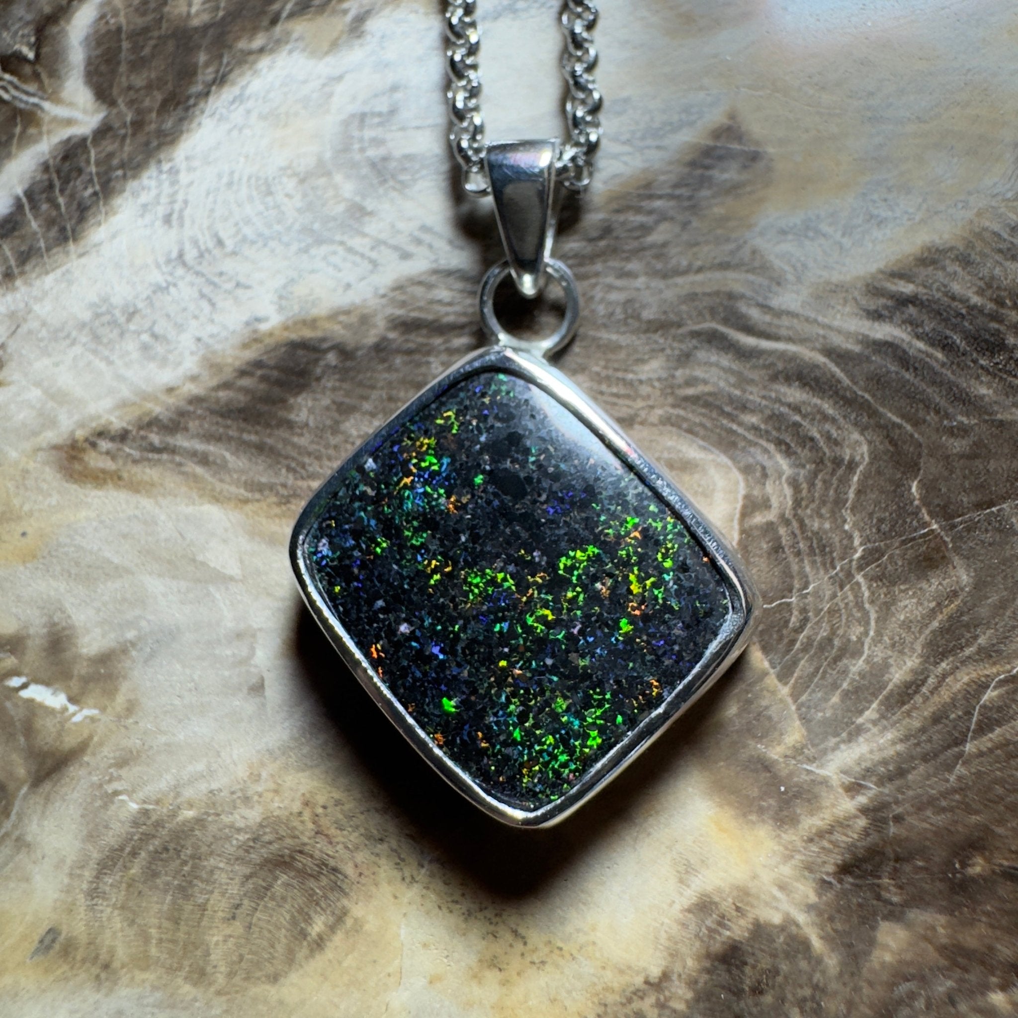 10.2ct Andamooka Matrix Opal Pendant Necklace ~ 'Eyre Peninsula Glow' | 925 Sterling Silver | Solid Australian Opal