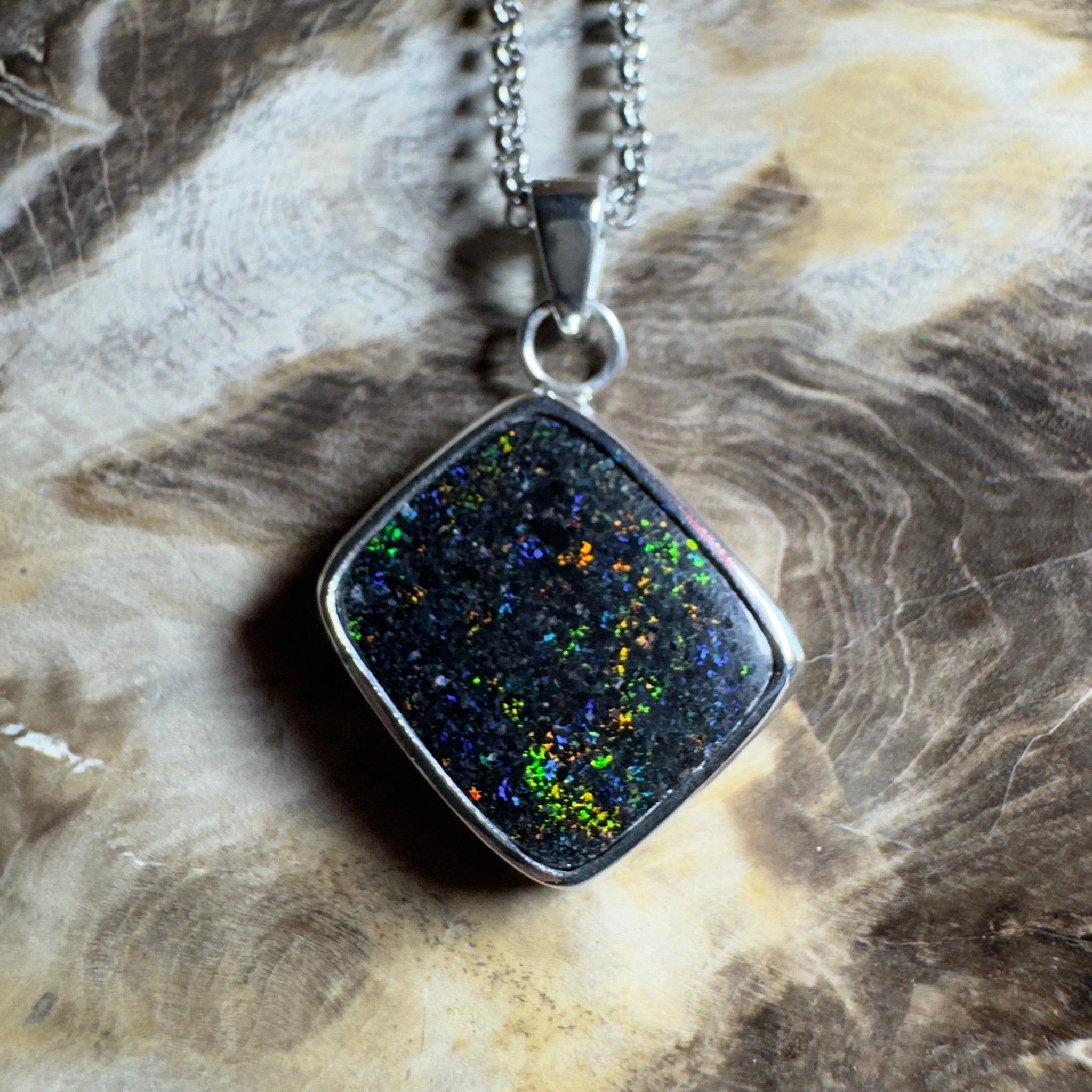 10.2ct Andamooka Matrix Opal Pendant Necklace ~ 'Eyre Peninsula Glow' | 925 Sterling Silver | Solid Australian Opal