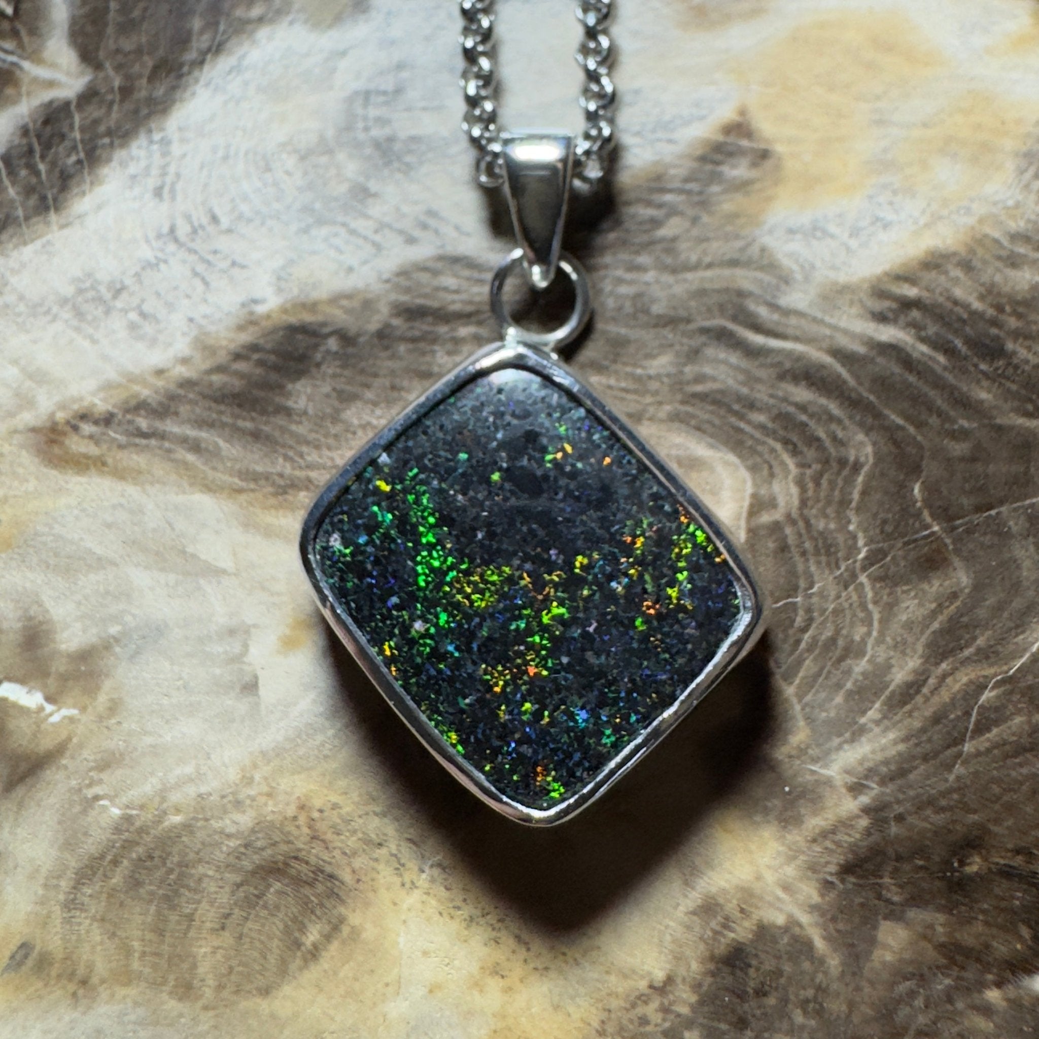 10.2ct Andamooka Matrix Opal Pendant Necklace ~ 'Eyre Peninsula Glow' | 925 Sterling Silver | Solid Australian Opal