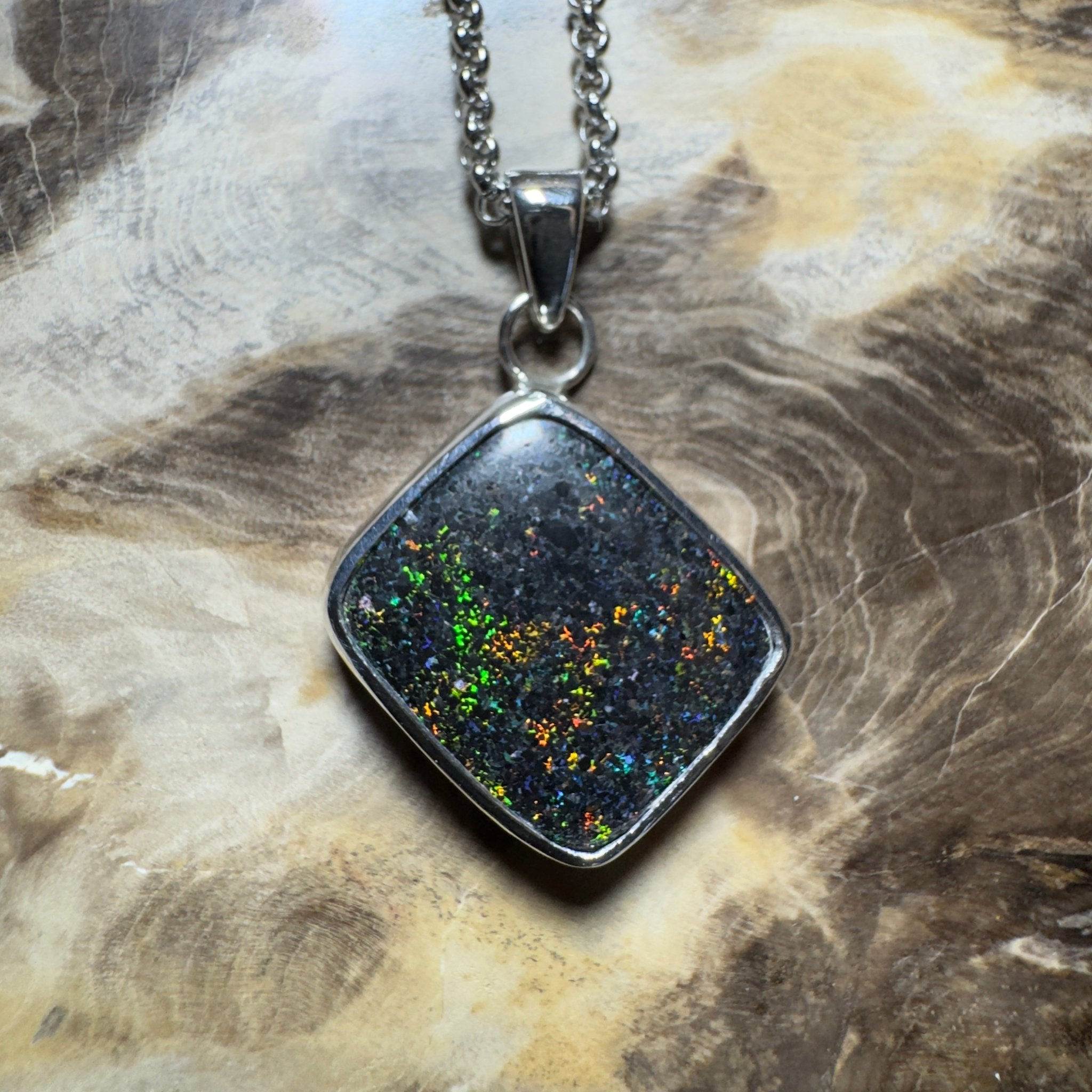10.2ct Andamooka Matrix Opal Pendant Necklace ~ 'Eyre Peninsula Glow' | 925 Sterling Silver | Solid Australian Opal