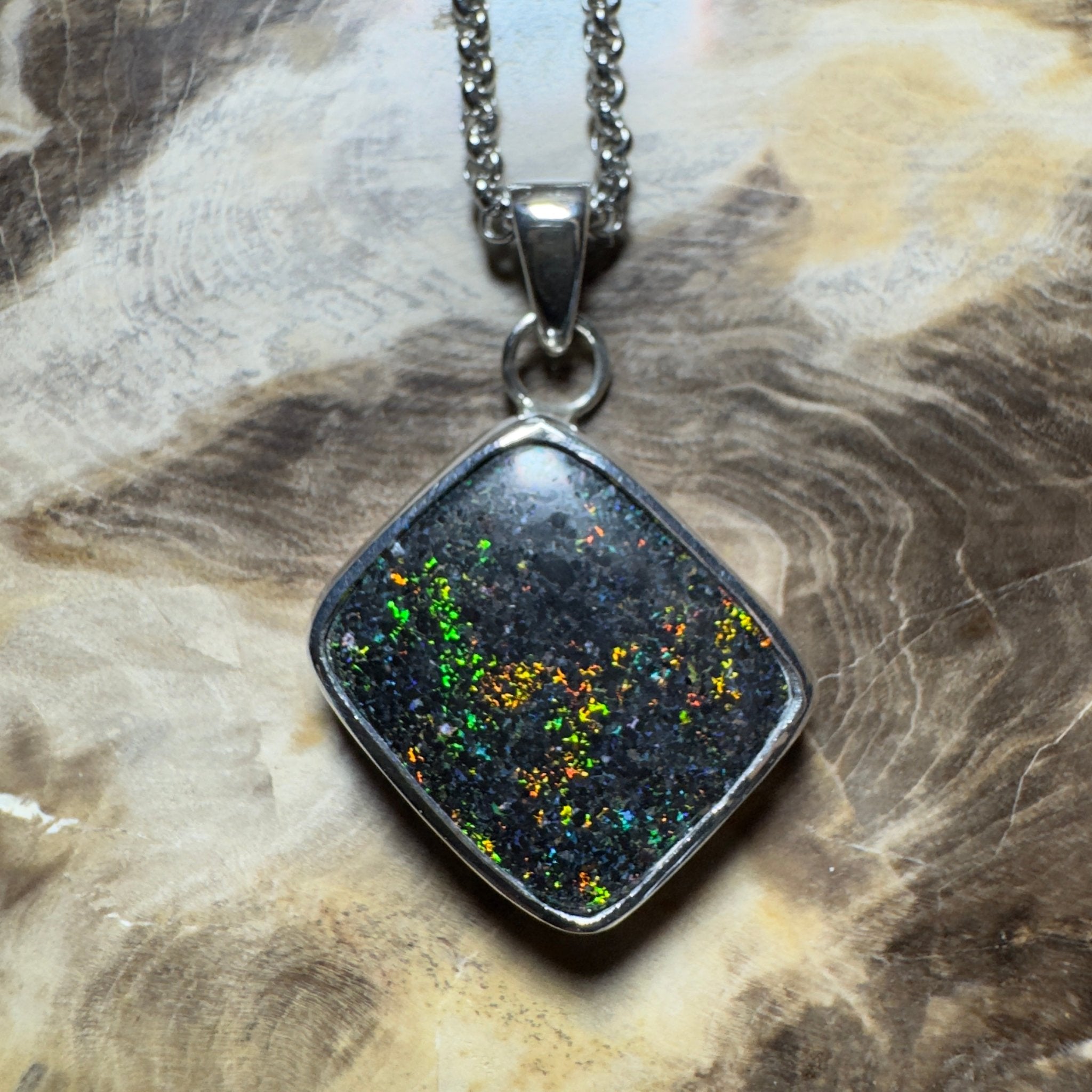 10.2ct Andamooka Matrix Opal Pendant Necklace ~ 'Eyre Peninsula Glow' | 925 Sterling Silver | Solid Australian Opal