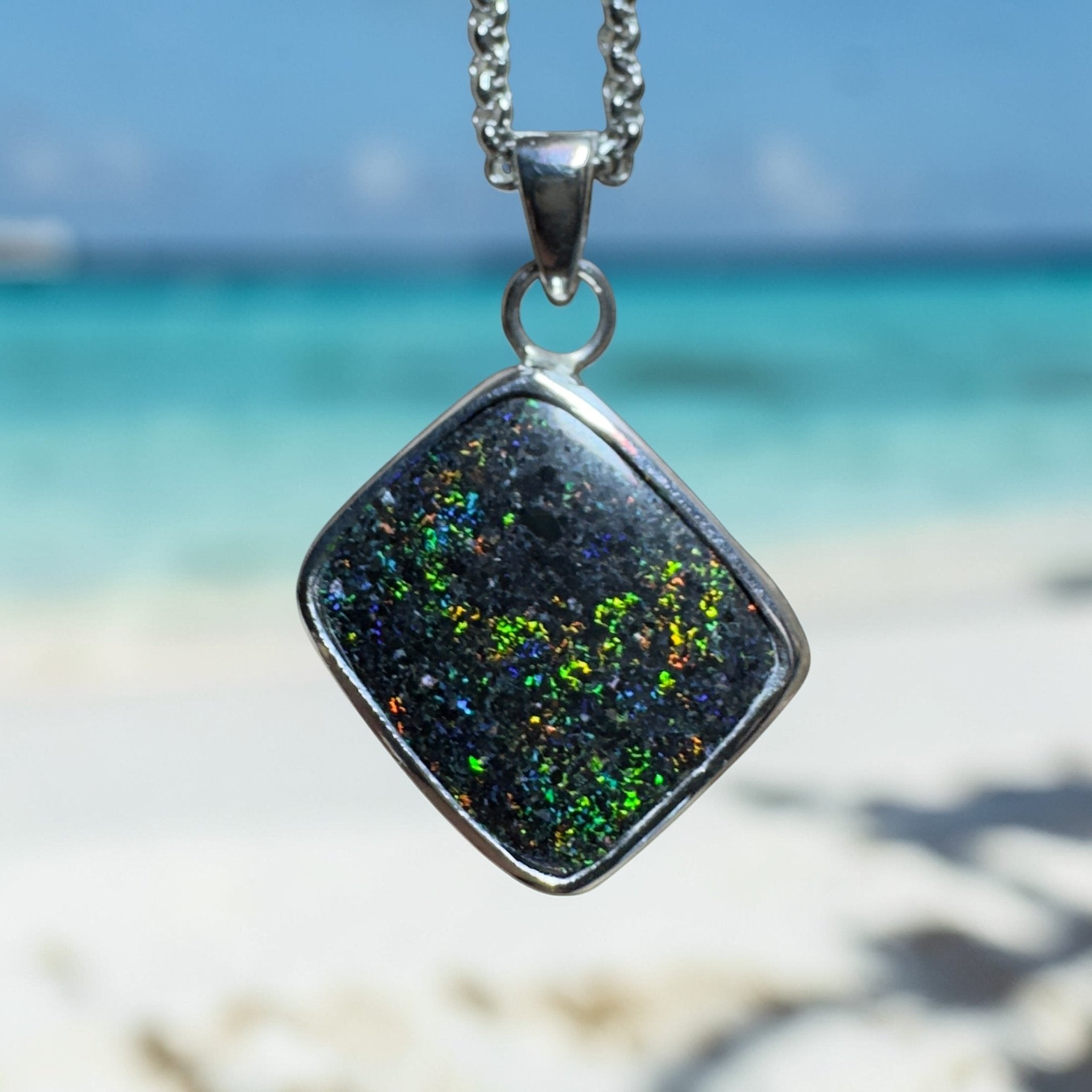 10.2ct Andamooka Matrix Opal Pendant Necklace ~ 'Eyre Peninsula Glow' | 925 Sterling Silver | Solid Australian Opal