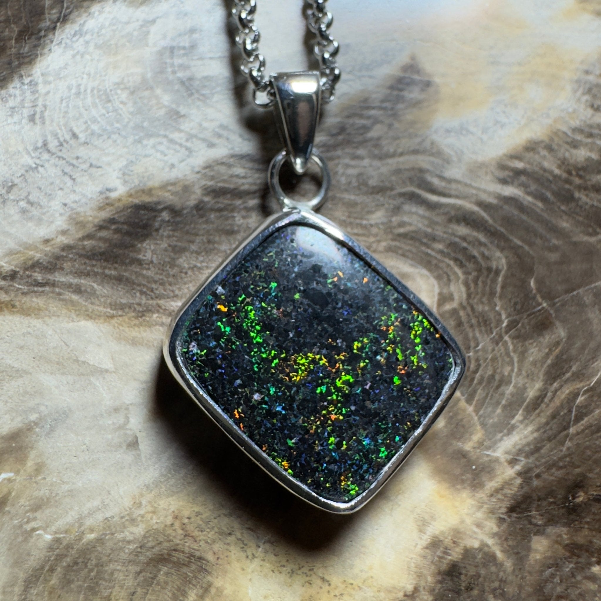 10.2ct Andamooka Matrix Opal Pendant Necklace ~ 'Eyre Peninsula Glow' | 925 Sterling Silver | Solid Australian Opal