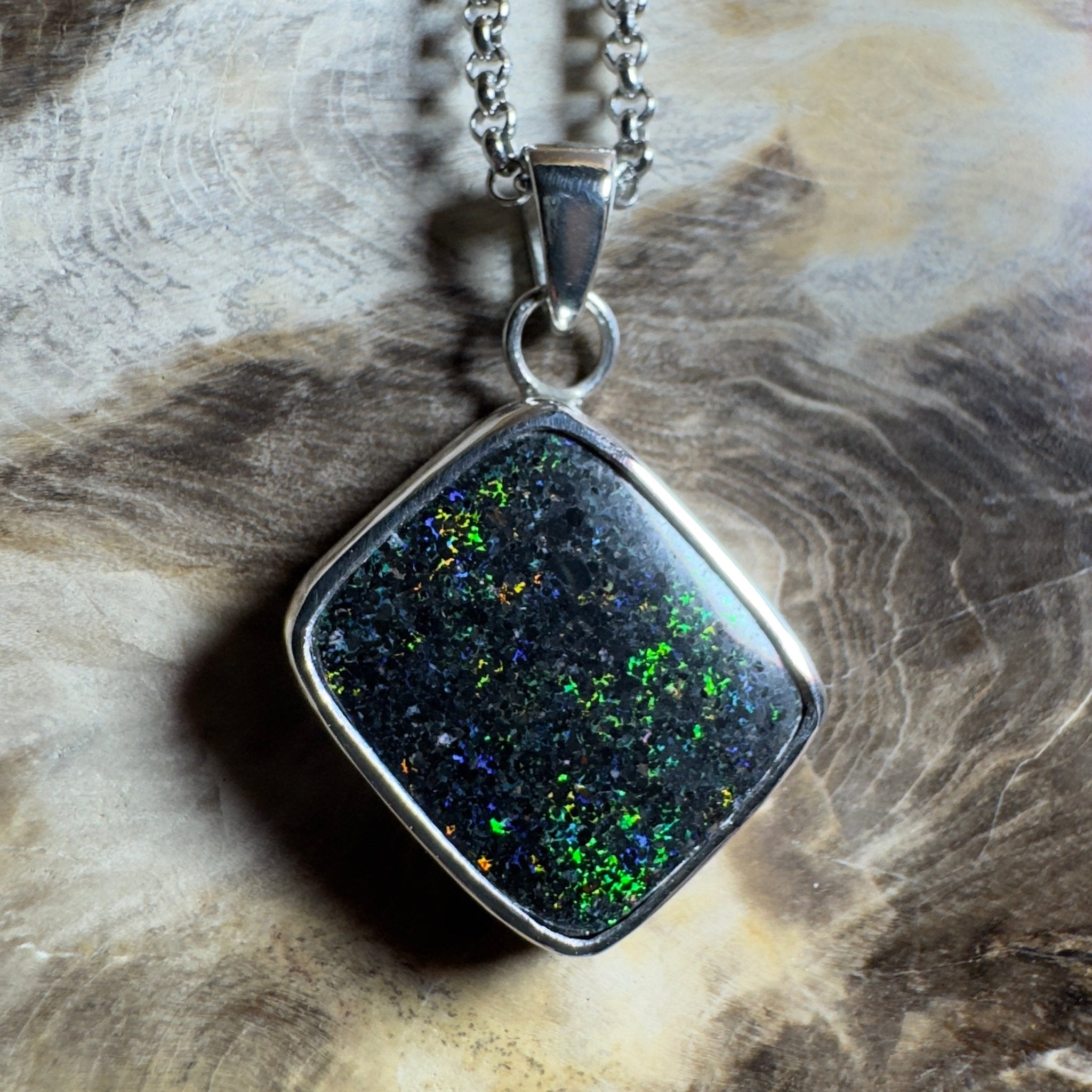 10.2ct Andamooka Matrix Opal Pendant Necklace ~ 'Eyre Peninsula Glow' | 925 Sterling Silver | Solid Australian Opal