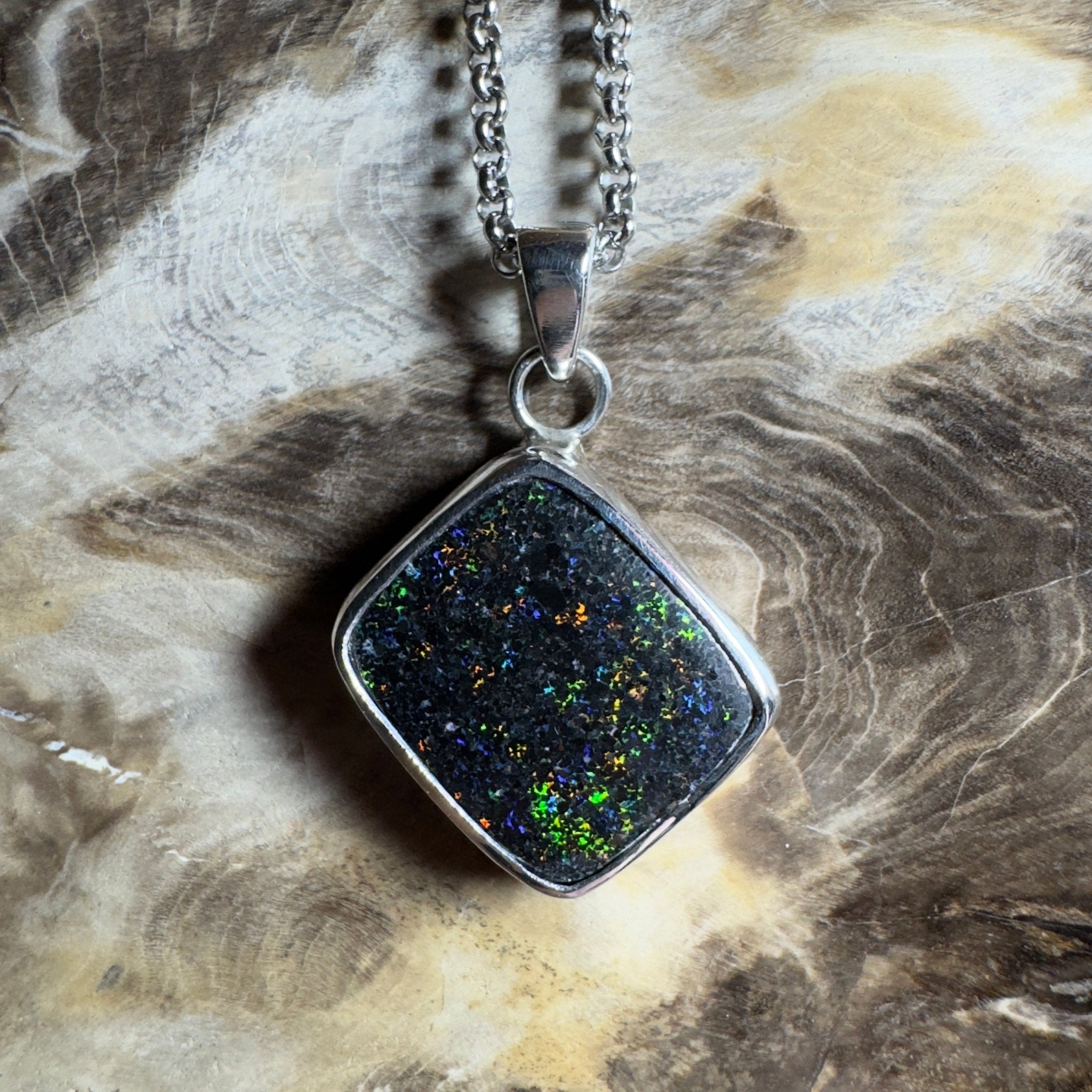 10.2ct Andamooka Matrix Opal Pendant Necklace ~ 'Eyre Peninsula Glow' | 925 Sterling Silver | Solid Australian Opal