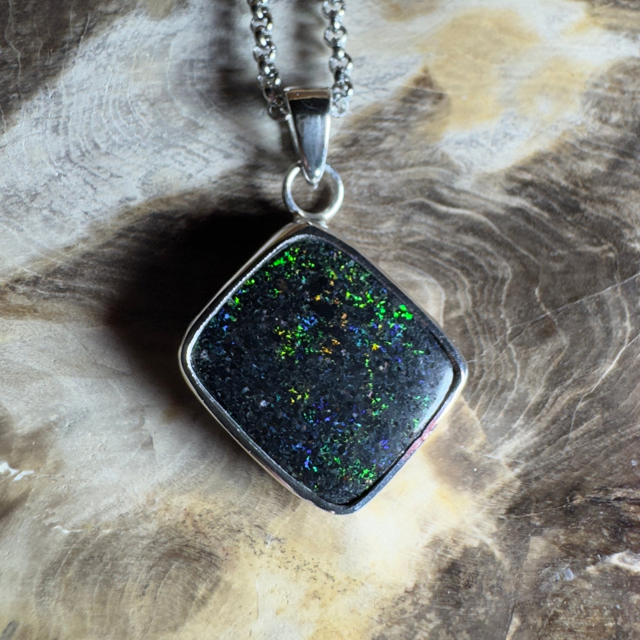 10.2ct Andamooka Matrix Opal Pendant Necklace ~ 'Eyre Peninsula Glow' | 925 Sterling Silver | Solid Australian Opal