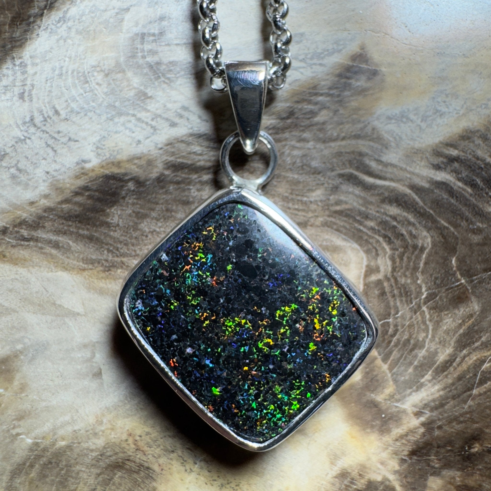 10.2ct Andamooka Matrix Opal Pendant Necklace ~ 'Eyre Peninsula Glow' | 925 Sterling Silver | Solid Australian Opal