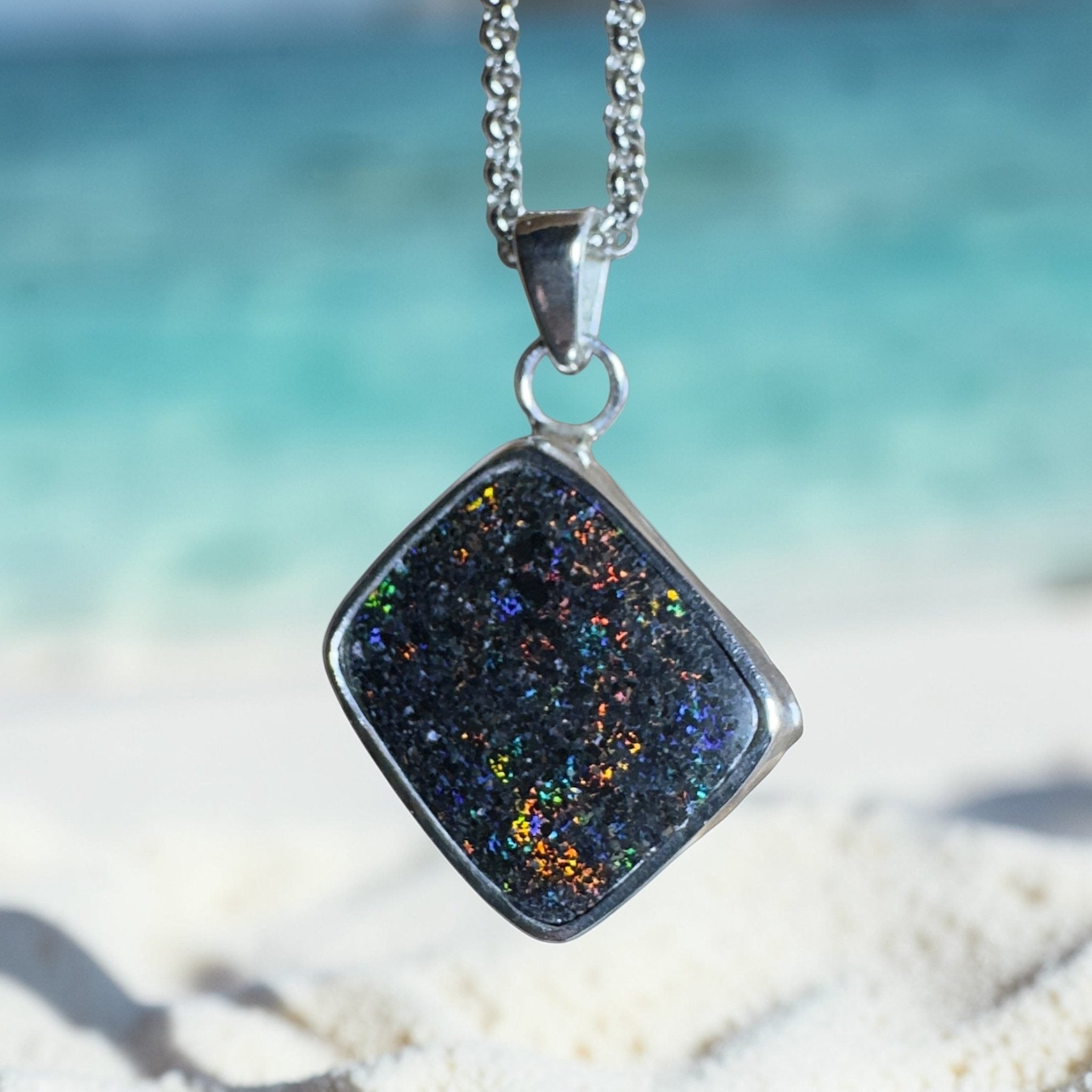 10.2ct Andamooka Matrix Opal Pendant Necklace ~ 'Eyre Peninsula Glow' | 925 Sterling Silver | Solid Australian Opal