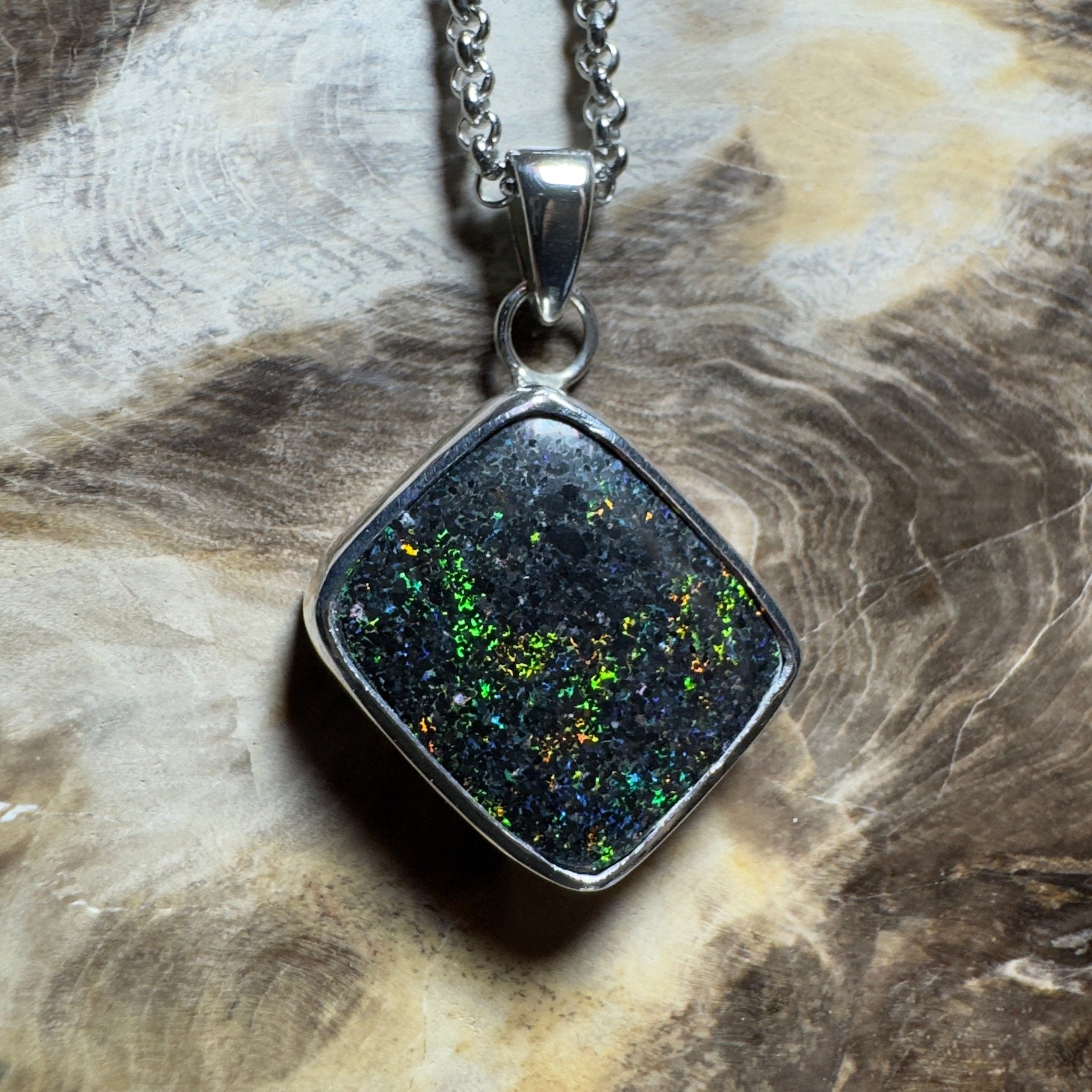 10.2ct Andamooka Matrix Opal Pendant Necklace ~ 'Eyre Peninsula Glow' | 925 Sterling Silver | Solid Australian Opal
