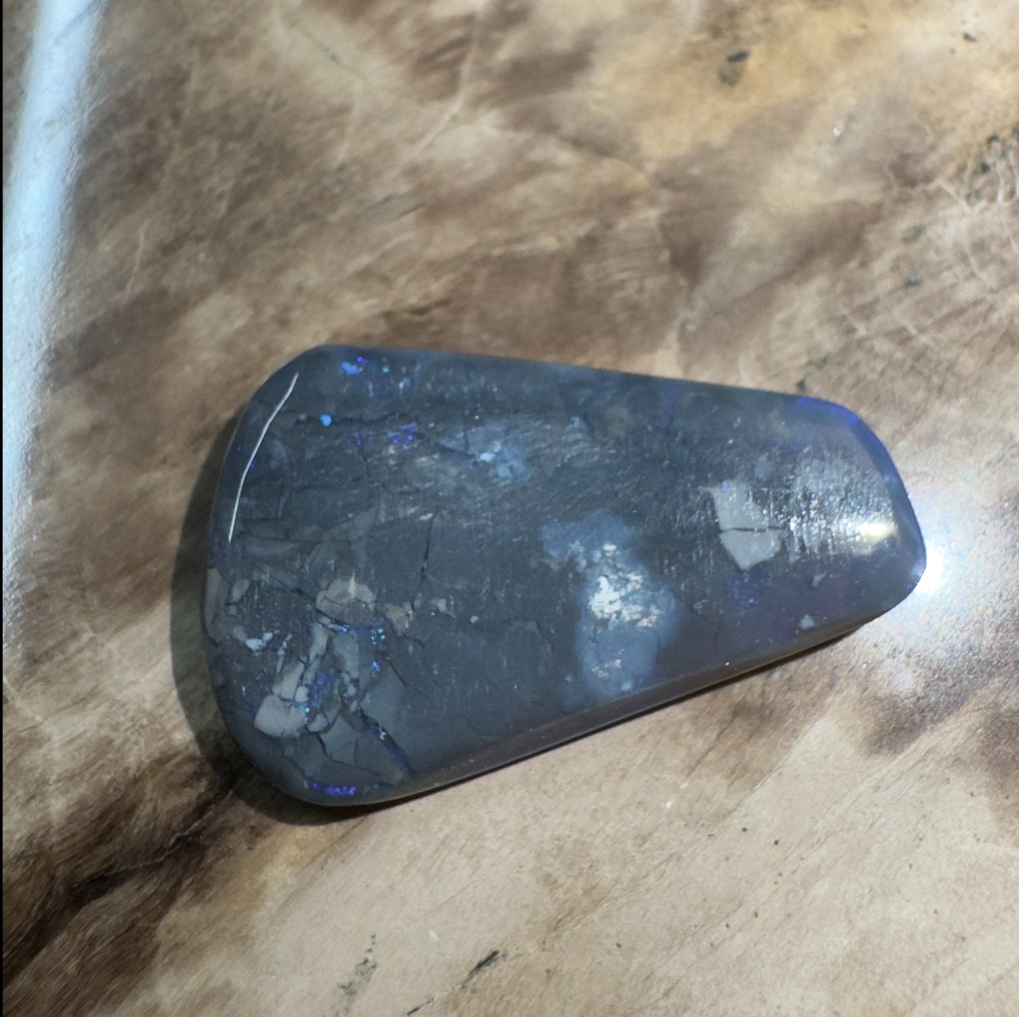 10.3ct Hand - cut Solid Lightning Ridge Semi Black Opal