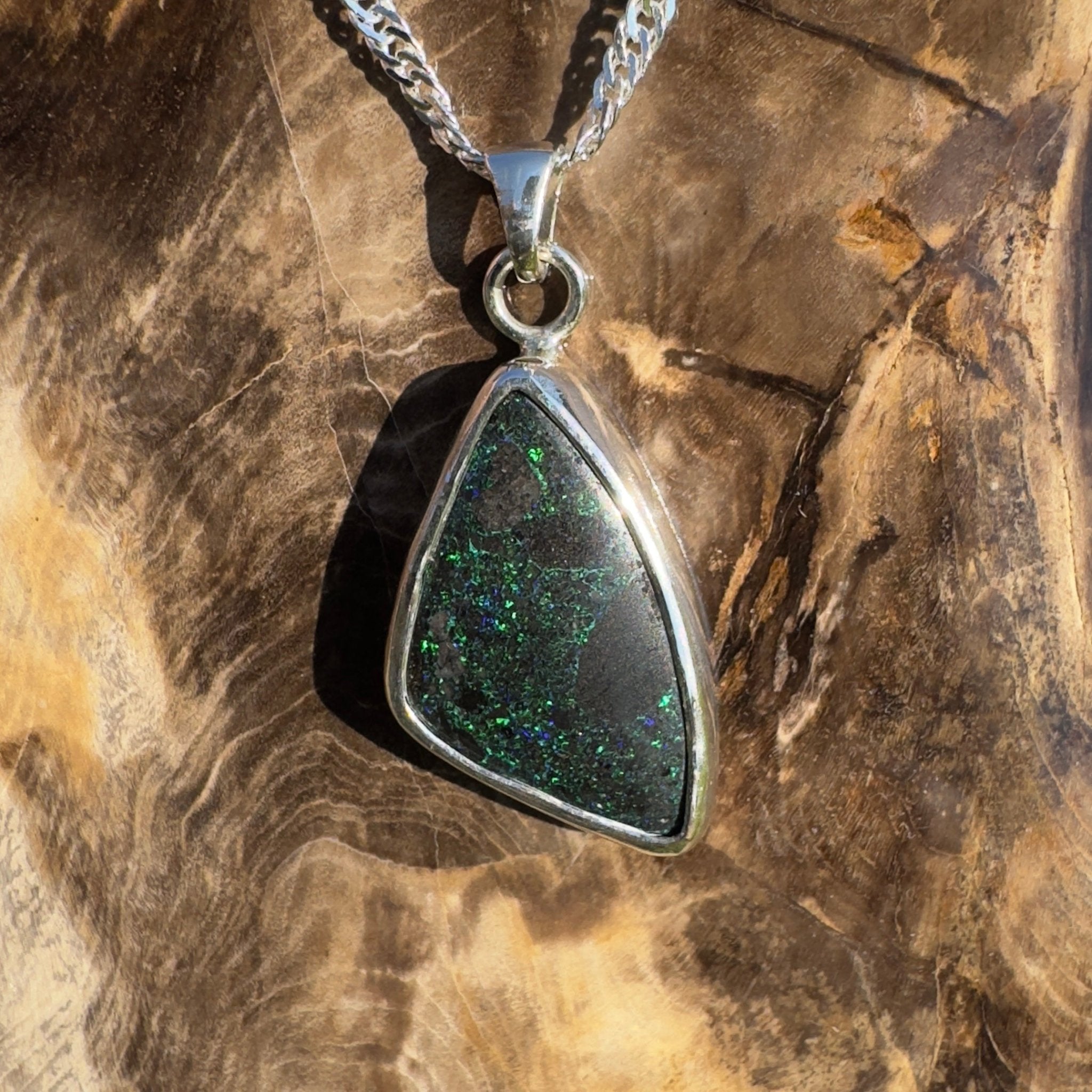 11.2ct Andamooka Matrix Opal 925 Silver Pendant