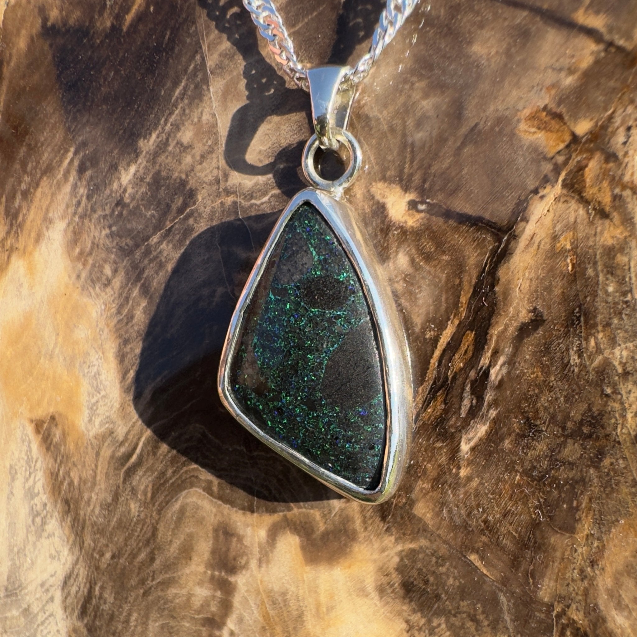 11.2ct Andamooka Matrix Opal 925 Silver Pendant