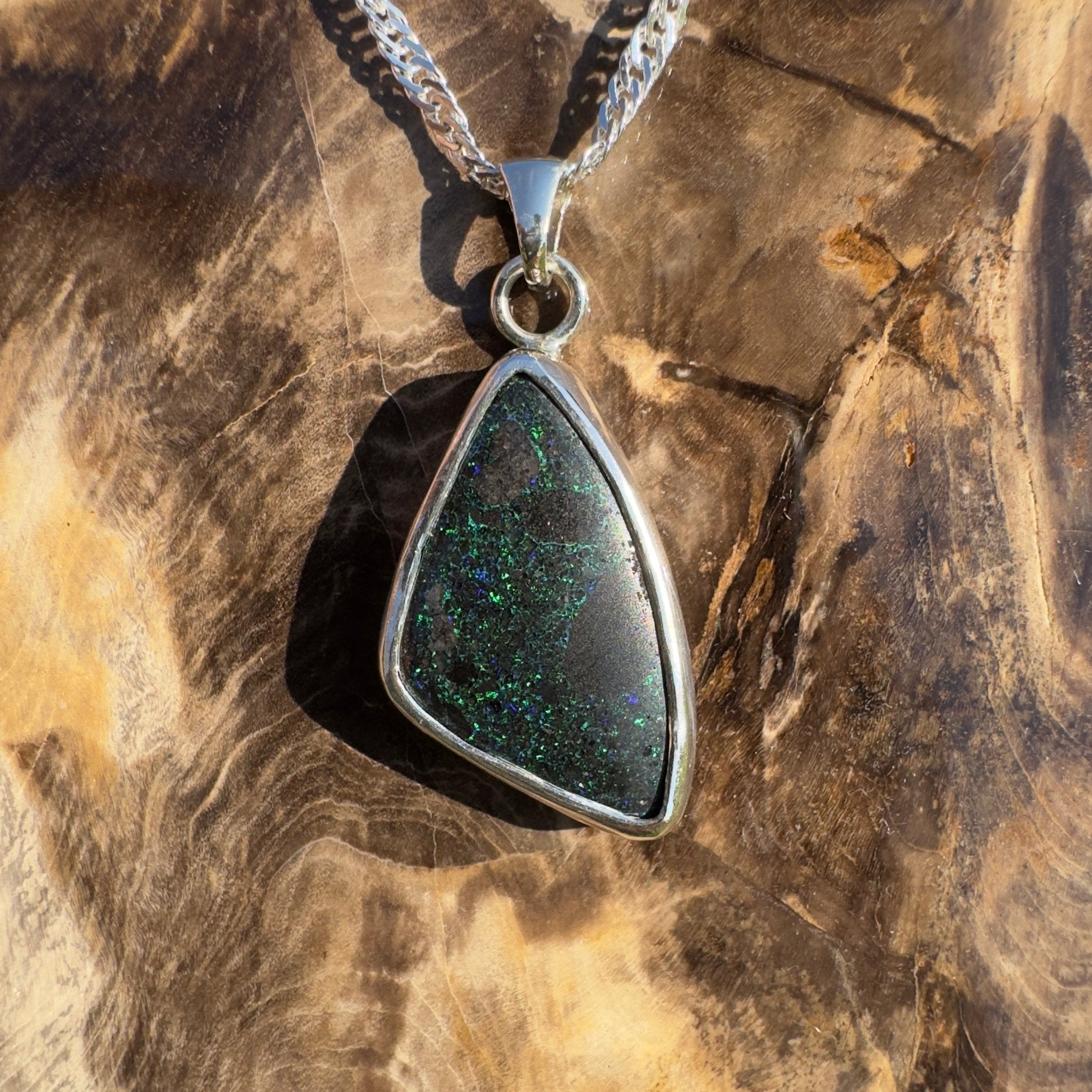 11.2ct Andamooka Matrix Opal 925 Silver Pendant