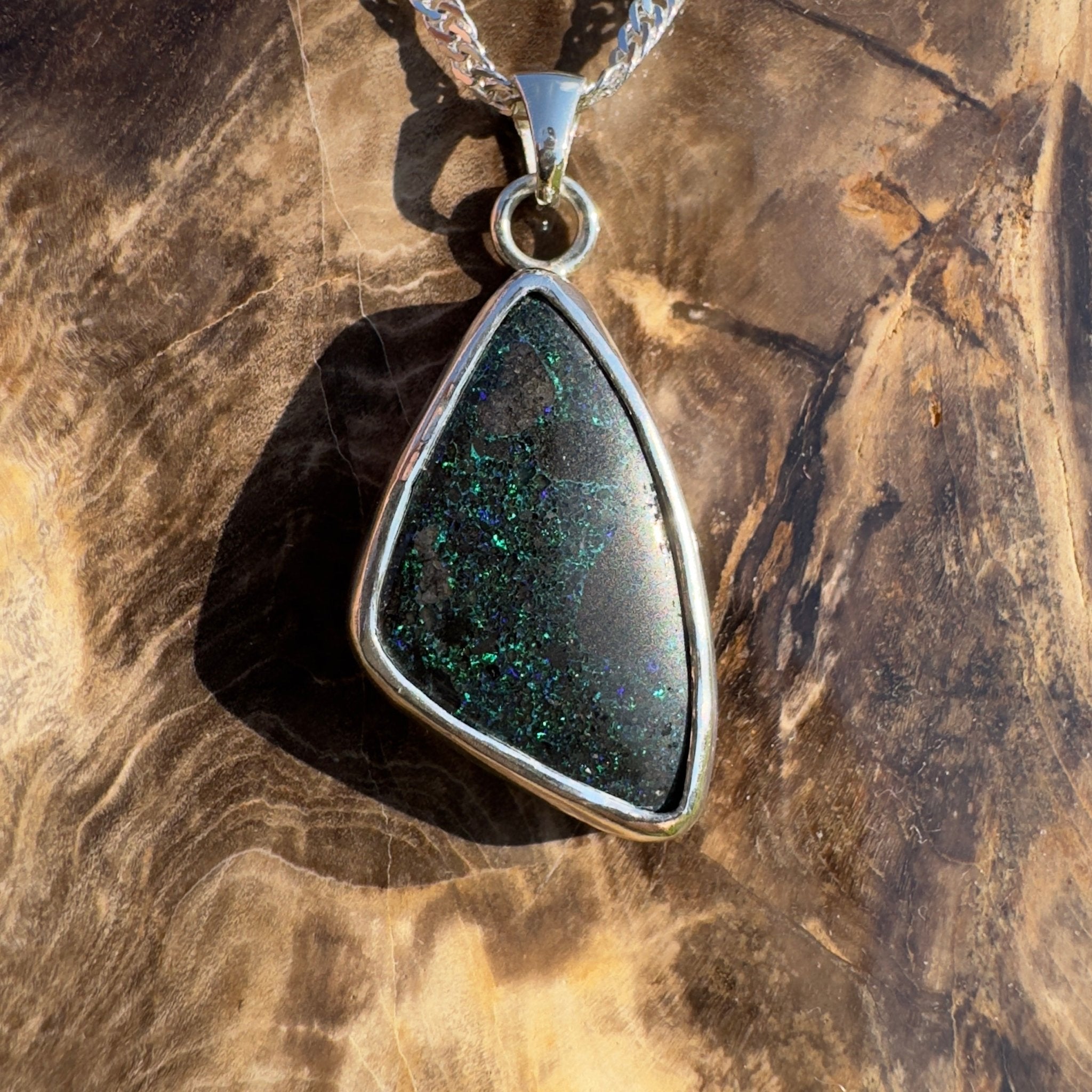 11.2ct Andamooka Matrix Opal 925 Silver Pendant