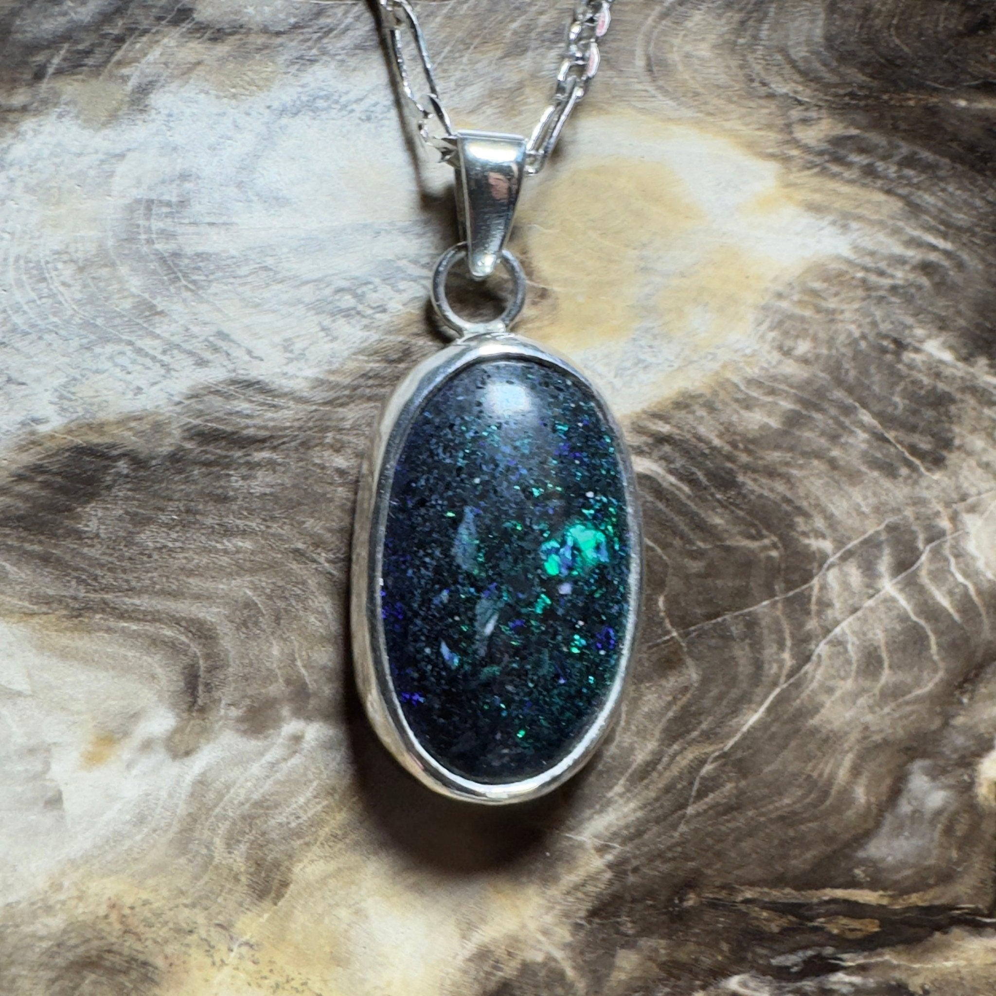 11.3ct Andamooka Matrix Opal Pendant Necklace ~ 'Coorong Nightfall' | 925 Sterling Silver | Solid Australian Opal