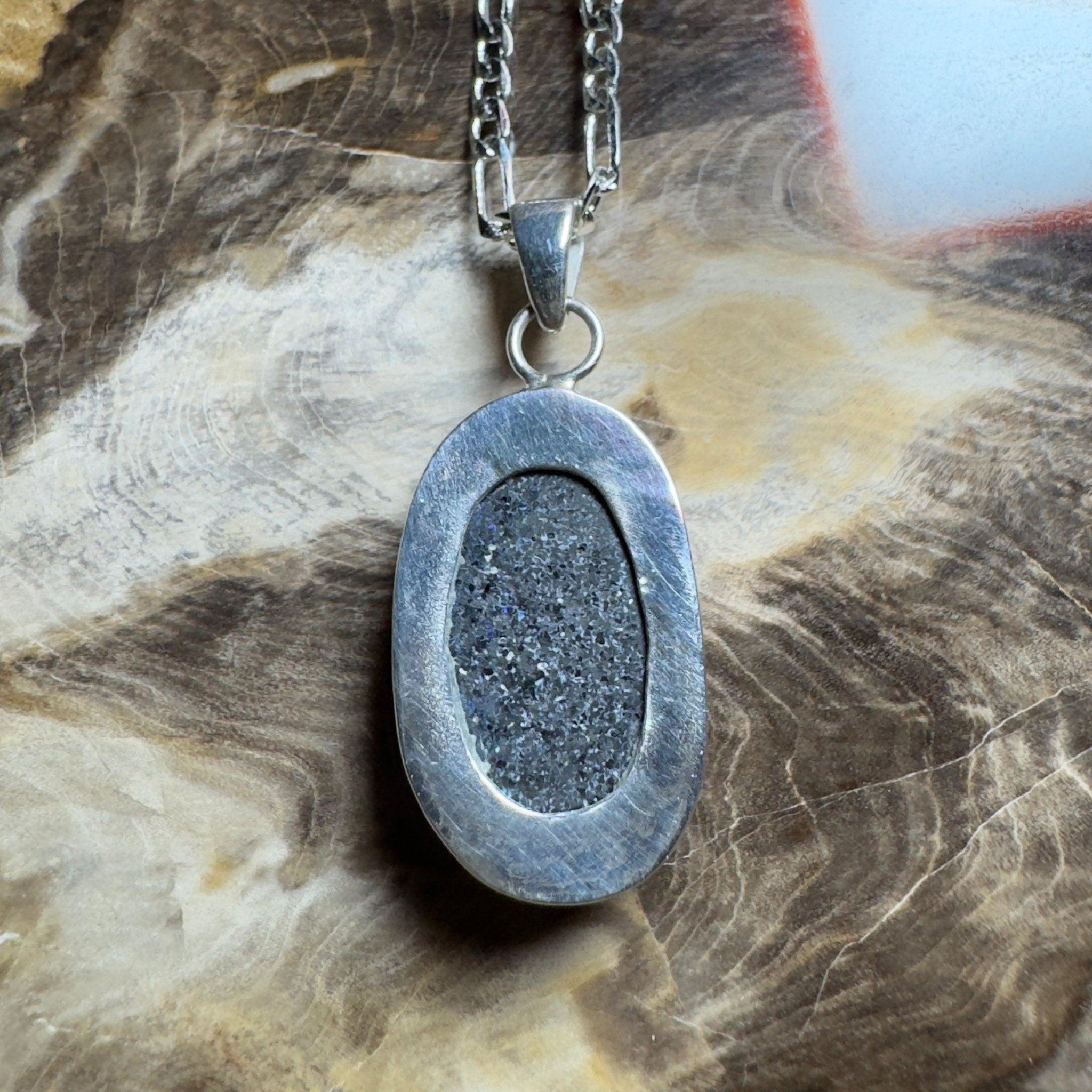 11.3ct Andamooka Matrix Opal Pendant Necklace ~ 'Coorong Nightfall' | 925 Sterling Silver | Solid Australian Opal