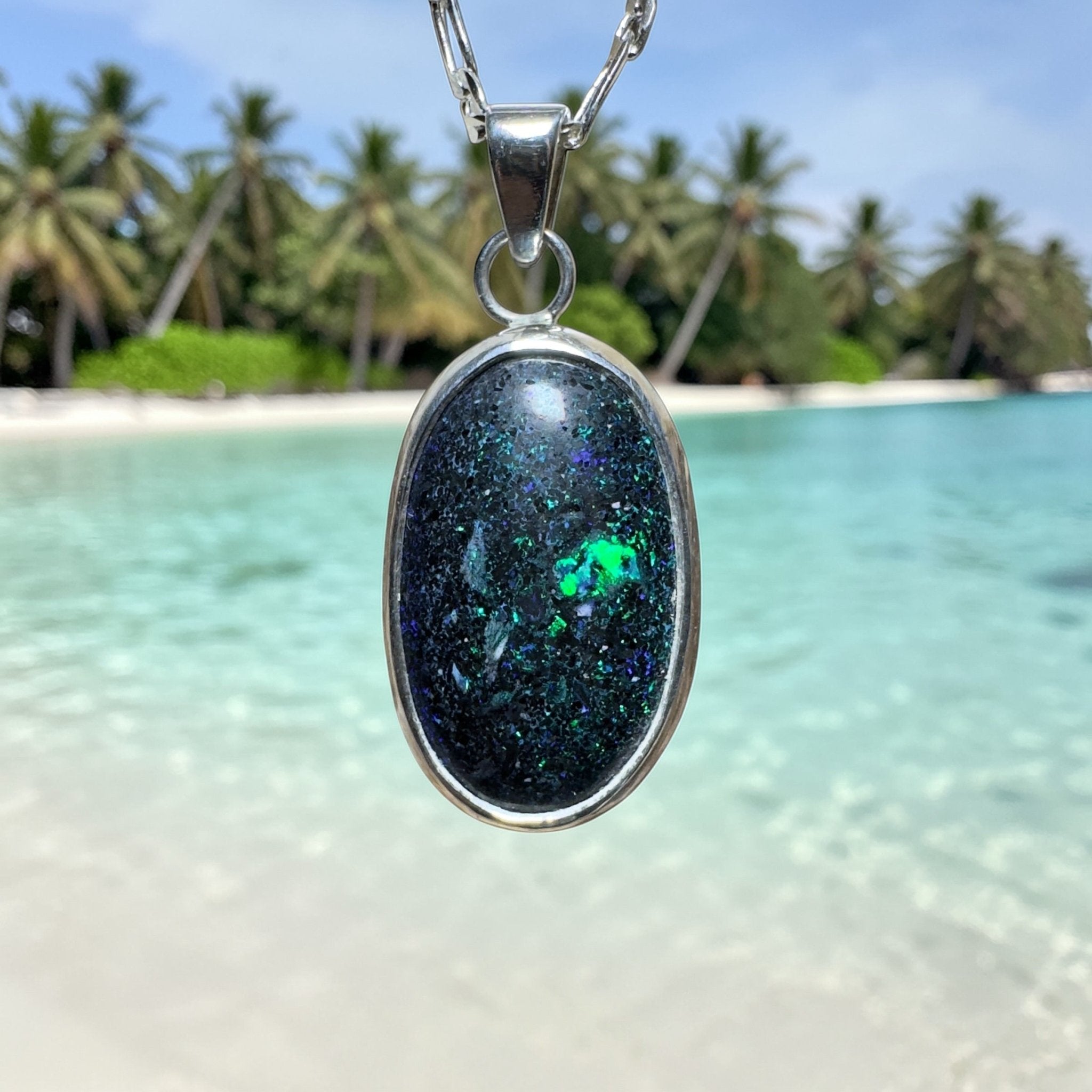 11.3ct Andamooka Matrix Opal Pendant Necklace ~ 'Coorong Nightfall' | 925 Sterling Silver | Solid Australian Opal