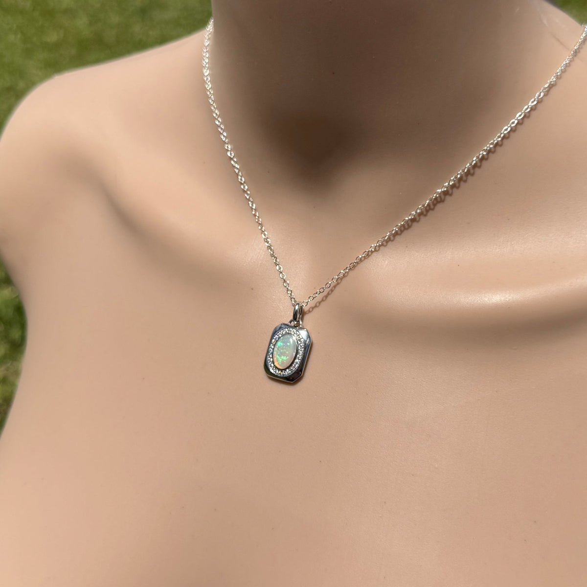 1.1ct Coober Pedy Crystal Opal Pendant Necklace ~ 'Serpentine Falls Light' | 925 Sterling Silver | Solid Australian Opal