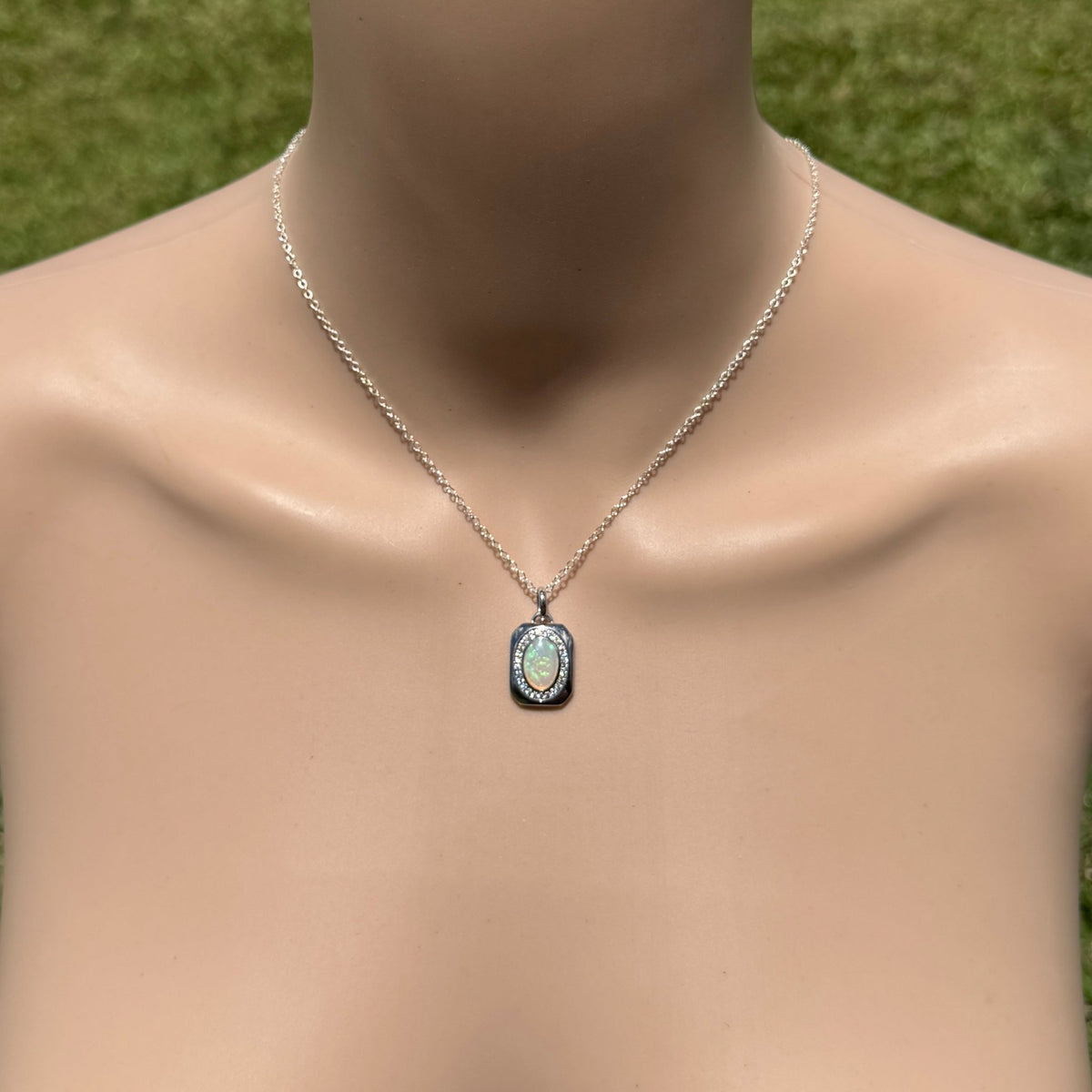 1.1ct Coober Pedy Crystal Opal Pendant Necklace ~ 'Serpentine Falls Light' | 925 Sterling Silver | Solid Australian Opal