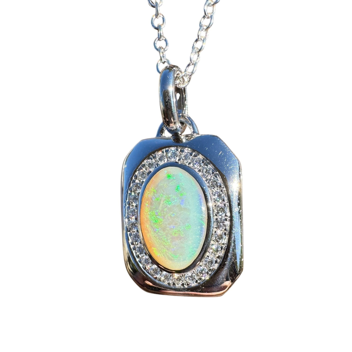 1.1ct Coober Pedy Crystal Opal Pendant Necklace ~ 'Serpentine Falls Light' | 925 Sterling Silver | Solid Australian Opal