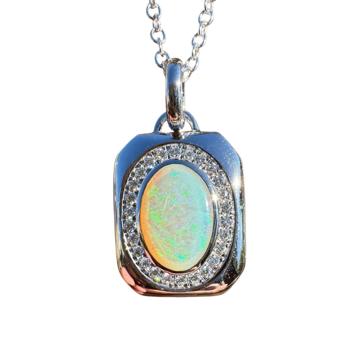 1.1ct Coober Pedy Crystal Opal Pendant Necklace ~ 'Serpentine Falls Light' | 925 Sterling Silver | Solid Australian Opal