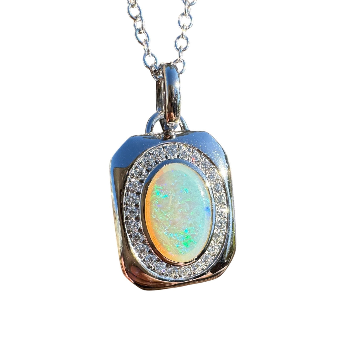 1.1ct Coober Pedy Crystal Opal Pendant Necklace ~ 'Serpentine Falls Light' | 925 Sterling Silver | Solid Australian Opal