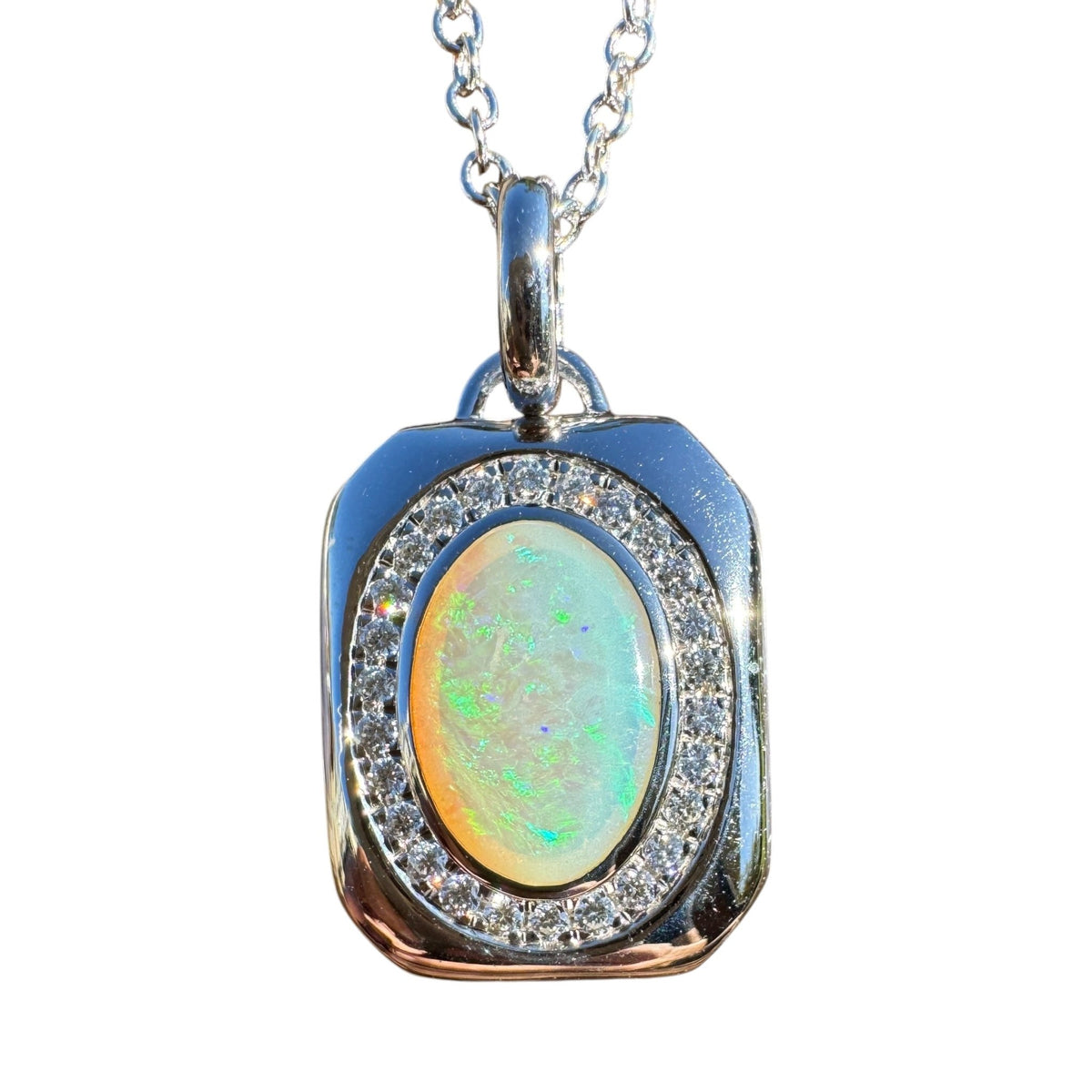 1.1ct Coober Pedy Crystal Opal Pendant Necklace ~ 'Serpentine Falls Light' | 925 Sterling Silver | Solid Australian Opal