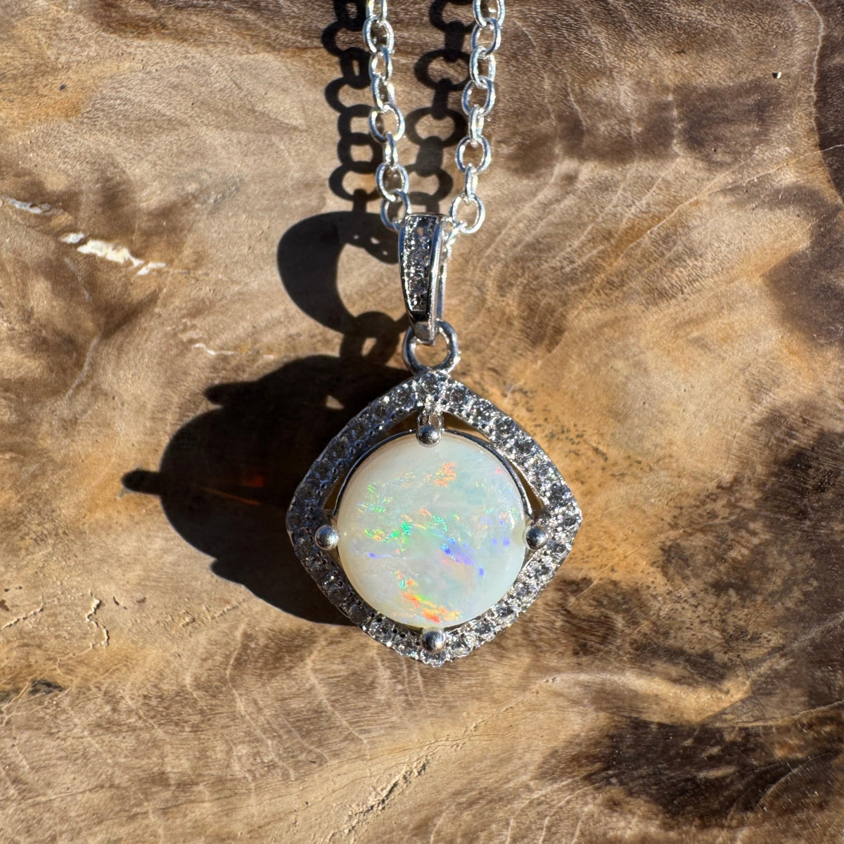 1.1ct Coober Pedy Opal Pendant Necklace ~ 'Apollo Bay Light' | 925 Sterling Silver | Solid Australian Opal