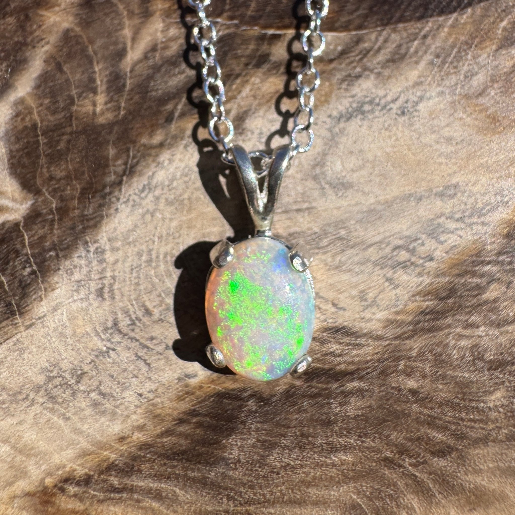 1.1ct Coober Pedy Opal Pendant Necklace ~ 'Atherton Mist' | 925 Sterling Silver | Solid Australian Opal