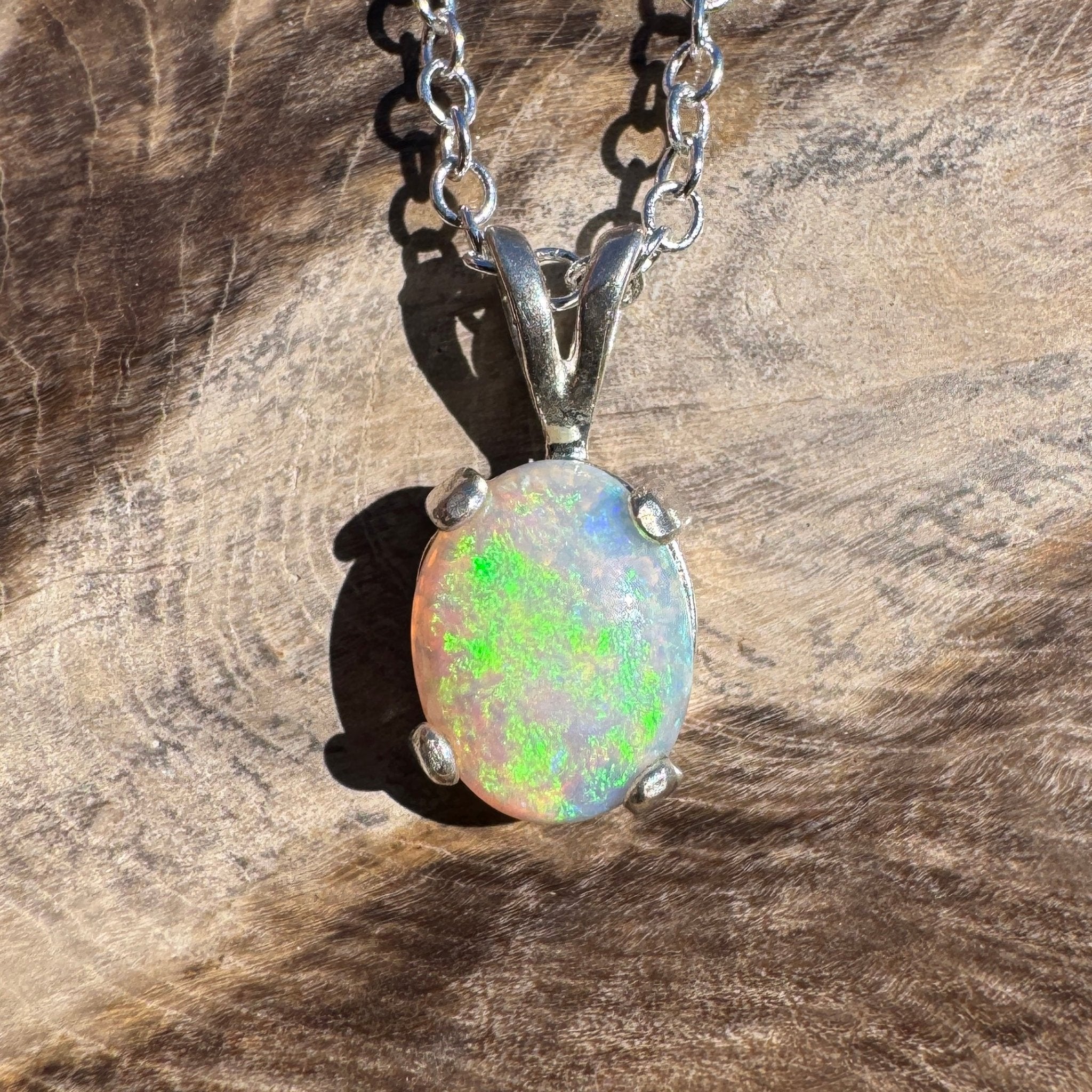 1.1ct Coober Pedy Opal Pendant Necklace ~ 'Atherton Mist' | 925 Sterling Silver | Solid Australian Opal