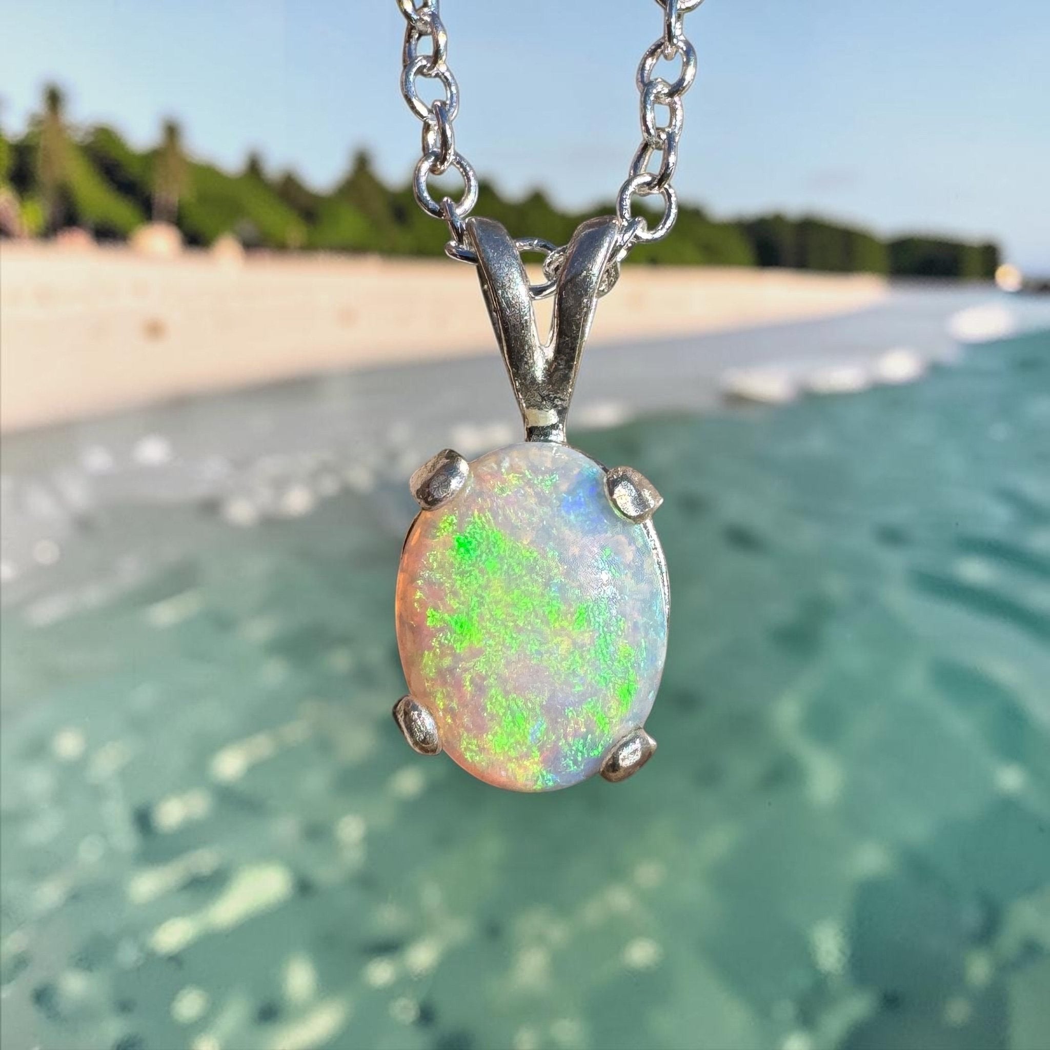 1.1ct Coober Pedy Opal Pendant Necklace ~ 'Atherton Mist' | 925 Sterling Silver | Solid Australian Opal