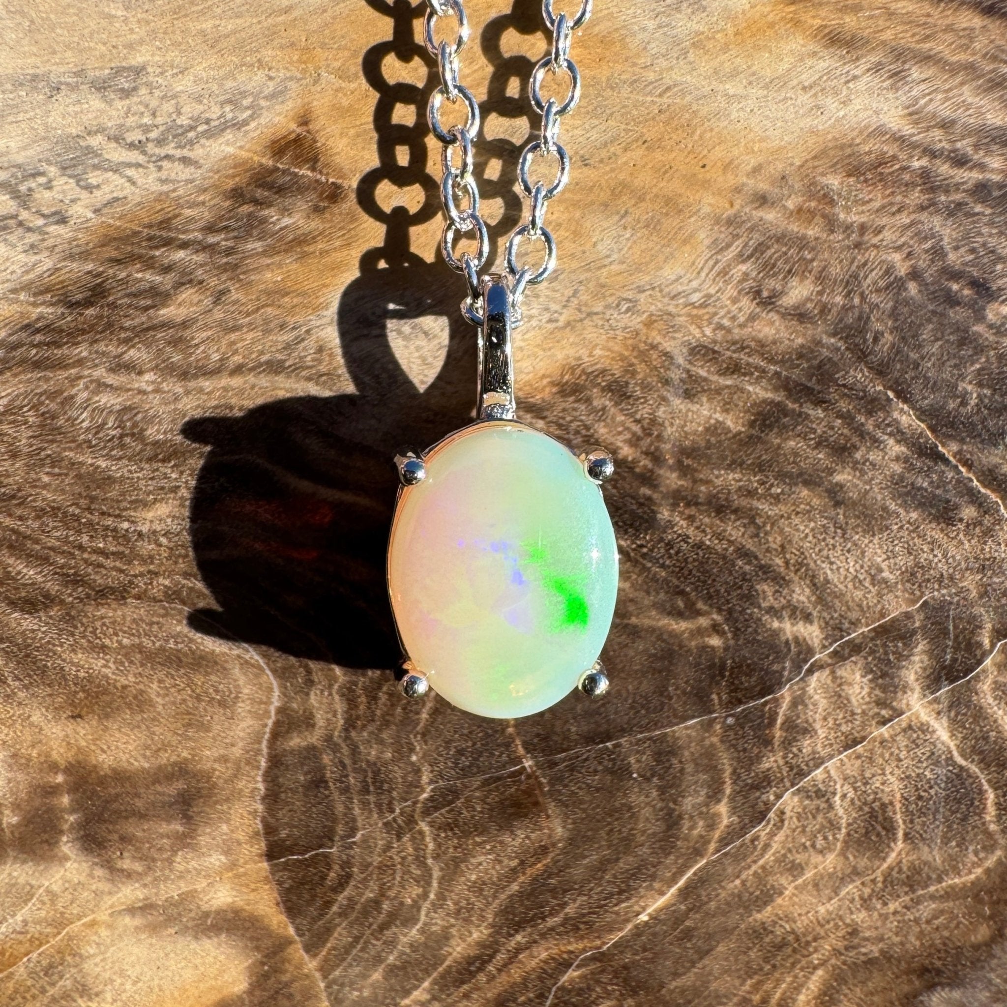 1.1ct Coober Pedy Opal Pendant Necklace ~ 'Bicheno Bloom ~' | 925 Sterling Silver | Solid Australian Opal