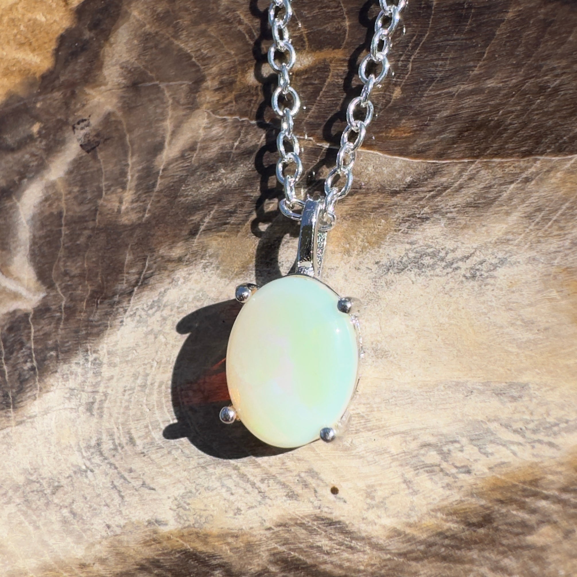 1.1ct Coober Pedy Opal Pendant Necklace ~ 'Cable Beach Clarity~' | 925 Sterling Silver | Solid Australian Opal