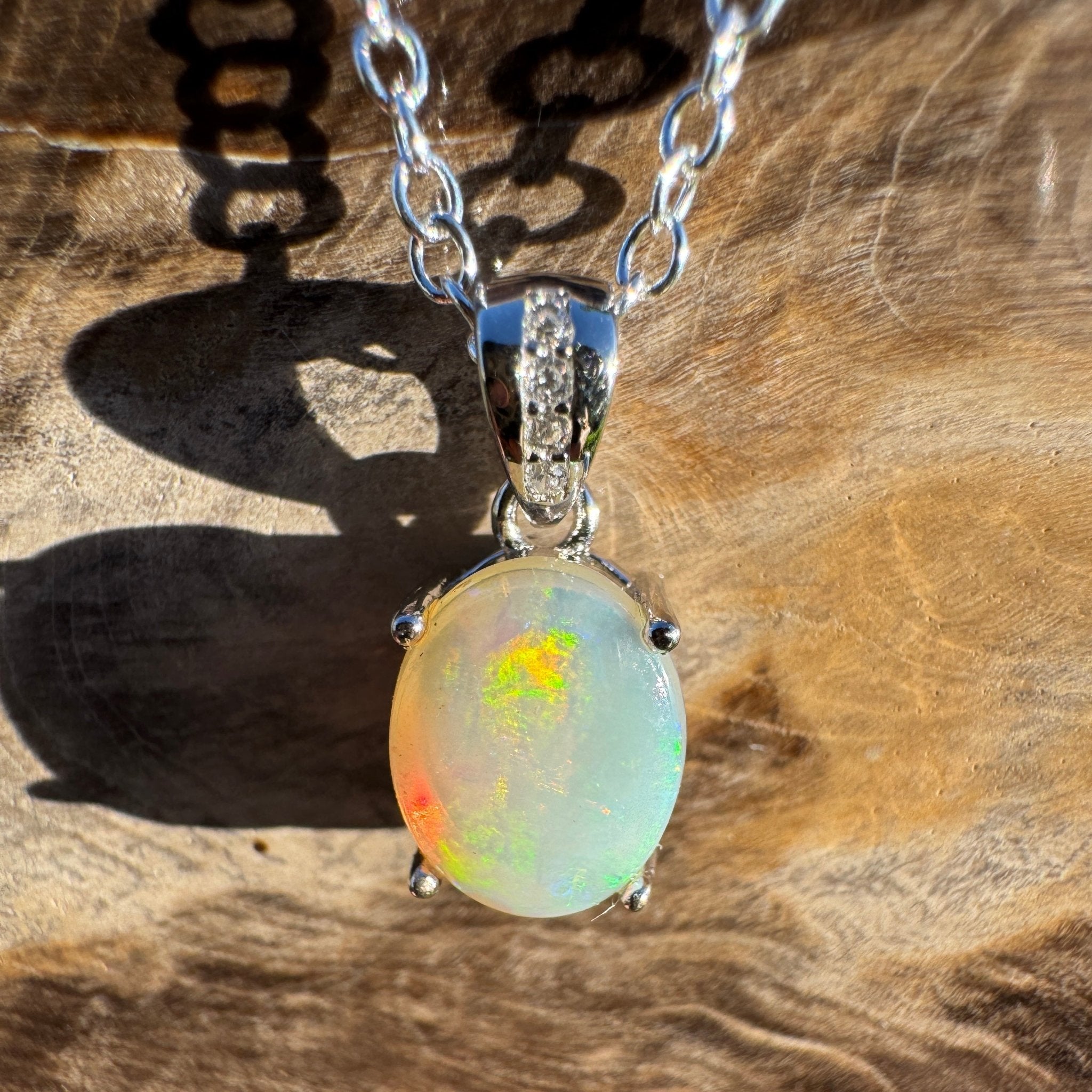 1.1ct Coober Pedy Opal Pendant Necklace ~ 'Coral Coast Curio ~' | 925 Sterling Silver | Solid Australian Opal