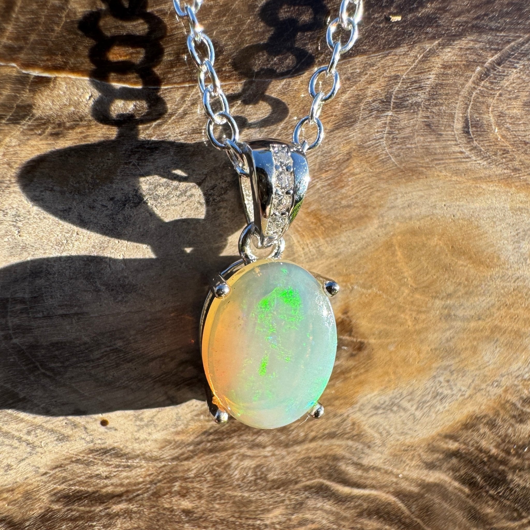 1.1ct Coober Pedy Opal Pendant Necklace ~ 'Coral Coast Curio ~' | 925 Sterling Silver | Solid Australian Opal