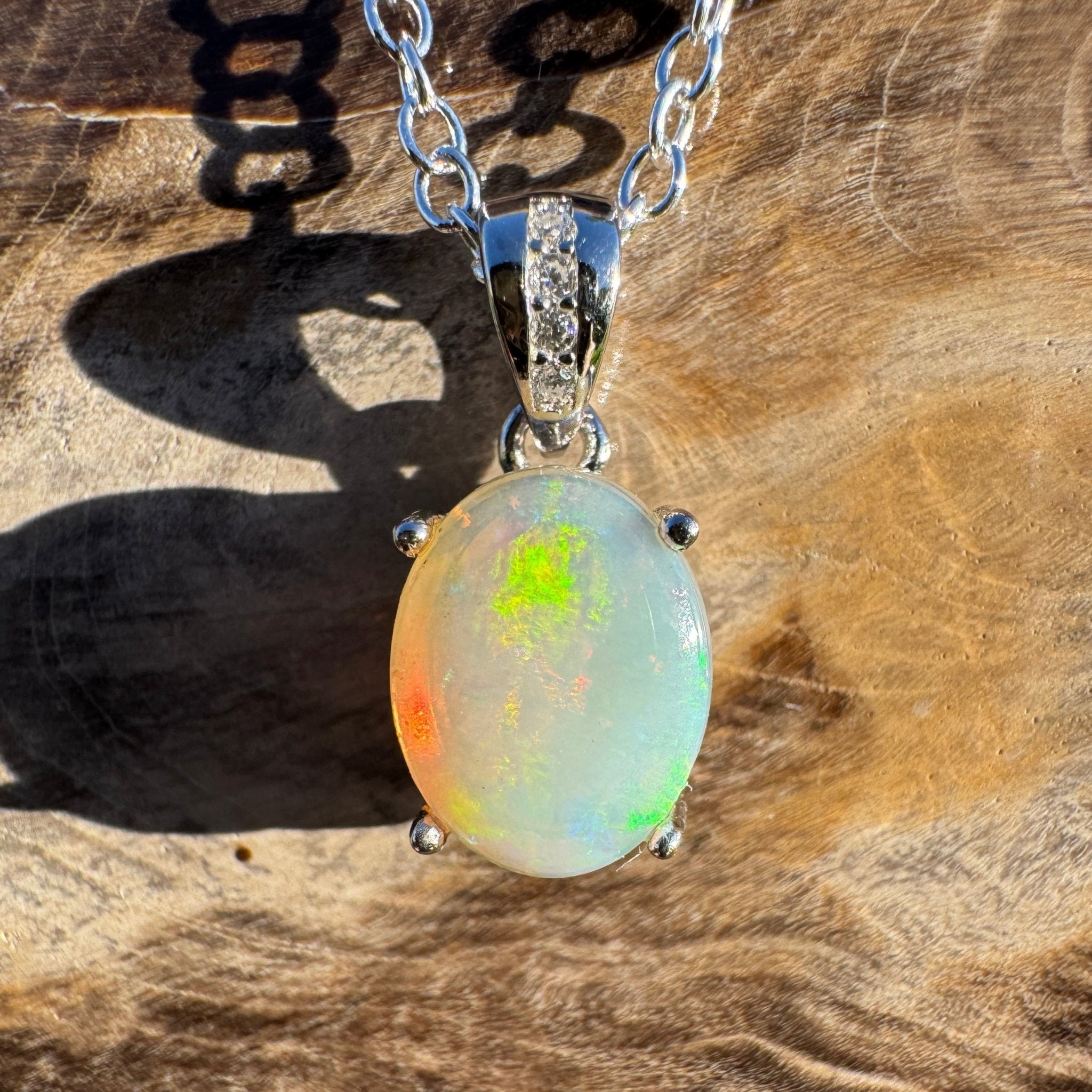 1.1ct Coober Pedy Opal Pendant Necklace ~ 'Coral Coast Curio ~' | 925 Sterling Silver | Solid Australian Opal