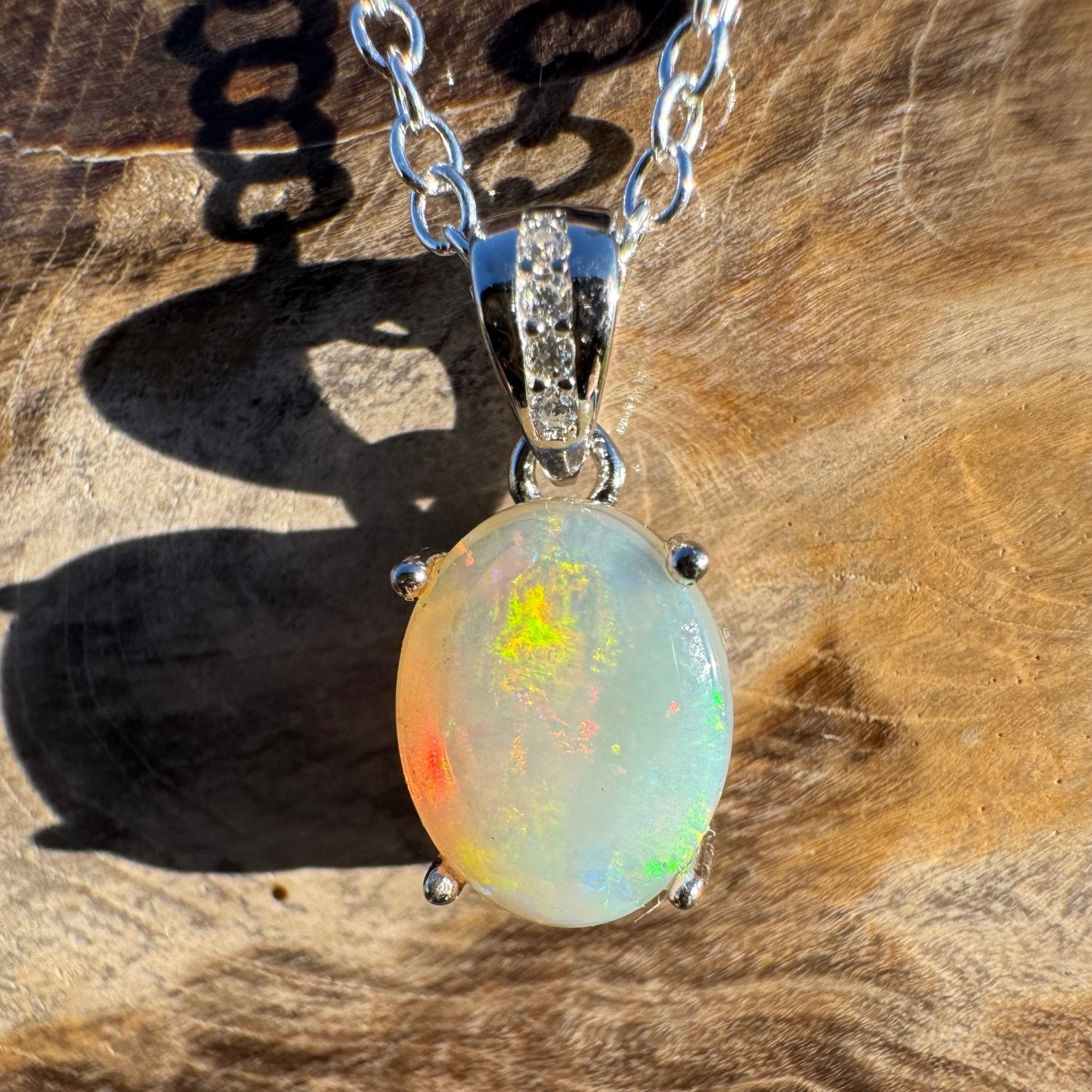 1.1ct Coober Pedy Opal Pendant Necklace ~ 'Coral Coast Curio ~' | 925 Sterling Silver | Solid Australian Opal